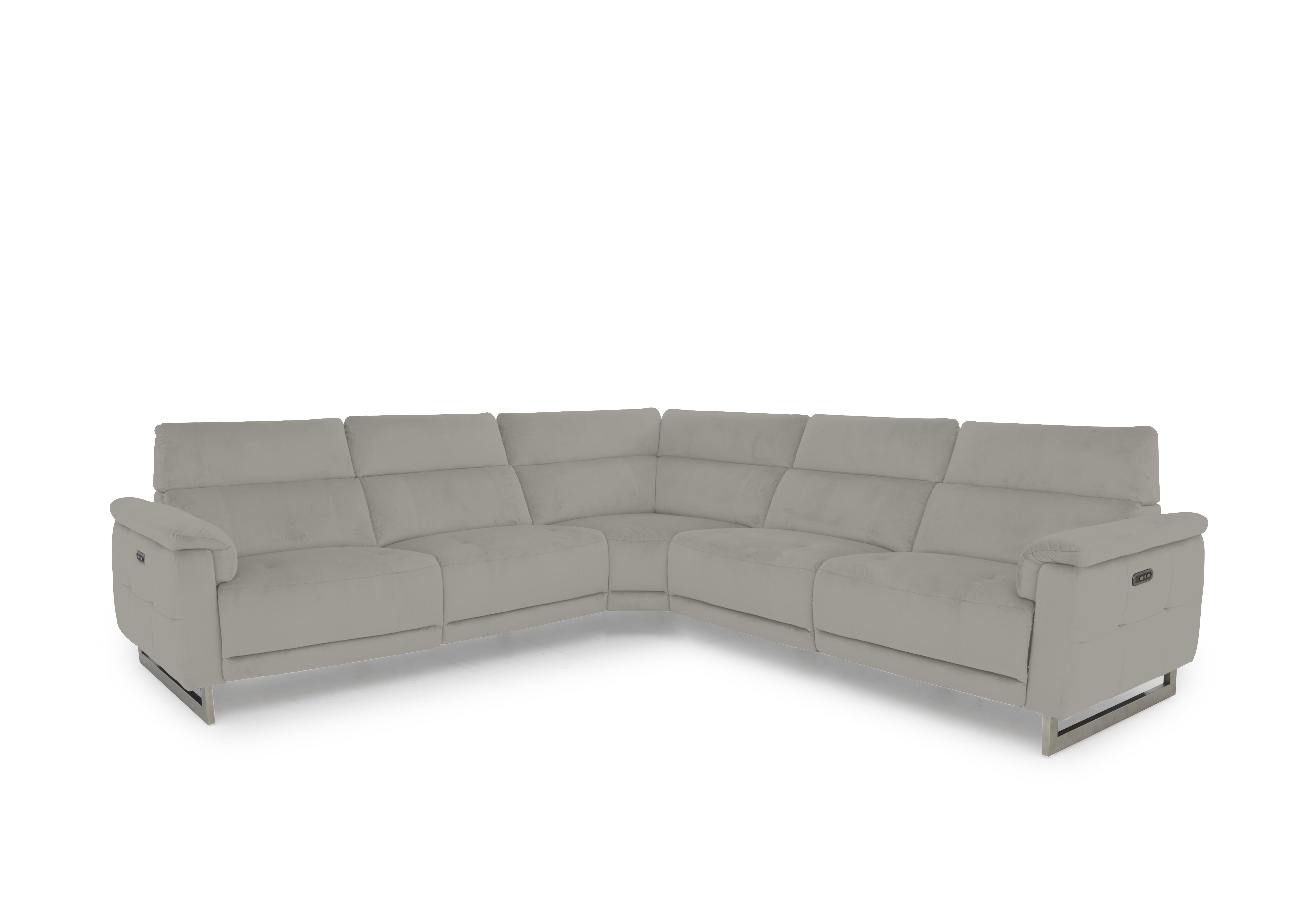 Moet Large Fabric Power Recliner Corner Sofa with Telescopic Headrests in 51007 Opulence Silver on Furniture Village