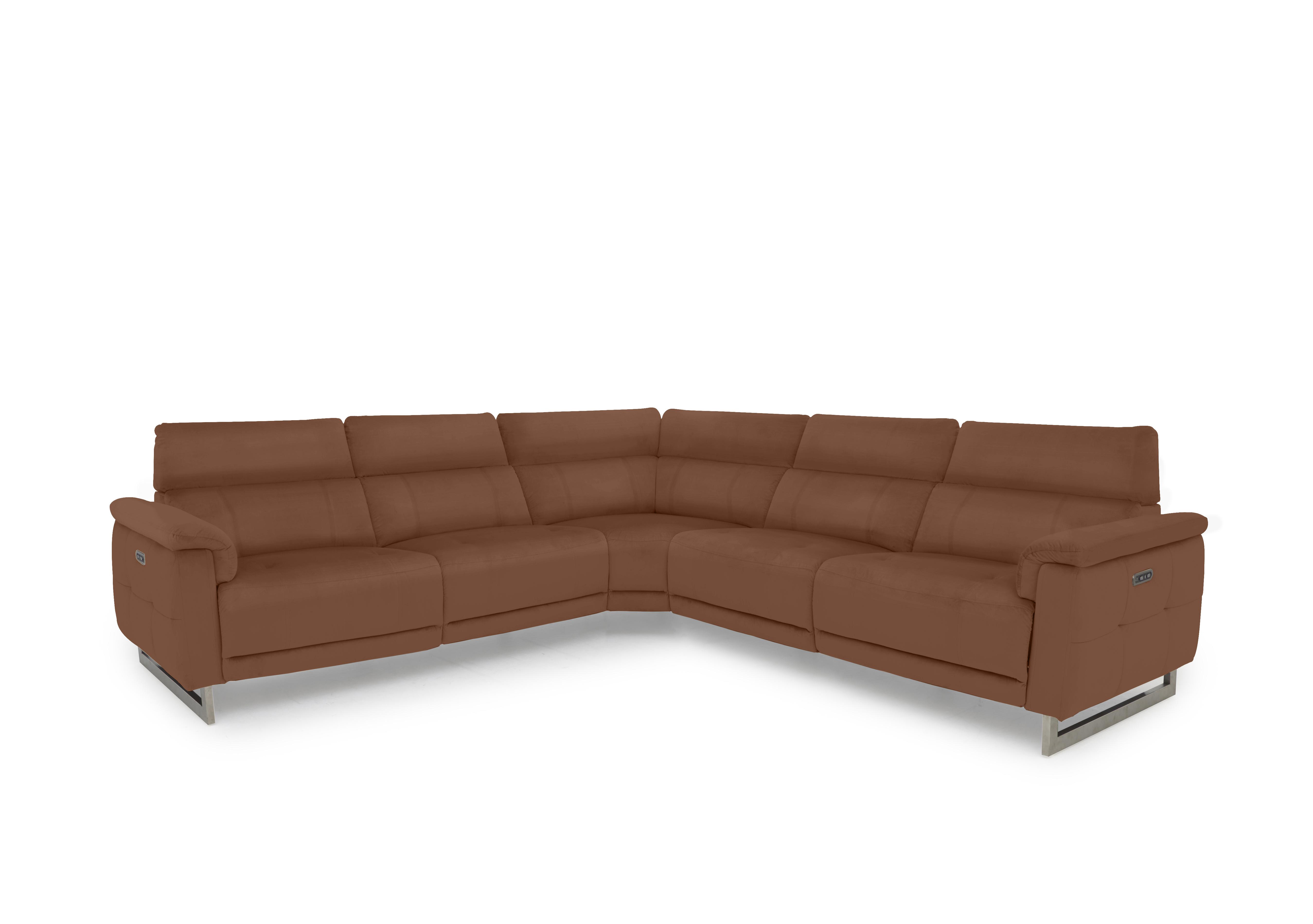 Moet Large Leather Power Recliner Corner Sofa with Telescopic Headrests in Cat-60/07 Butterscotch on Furniture Village