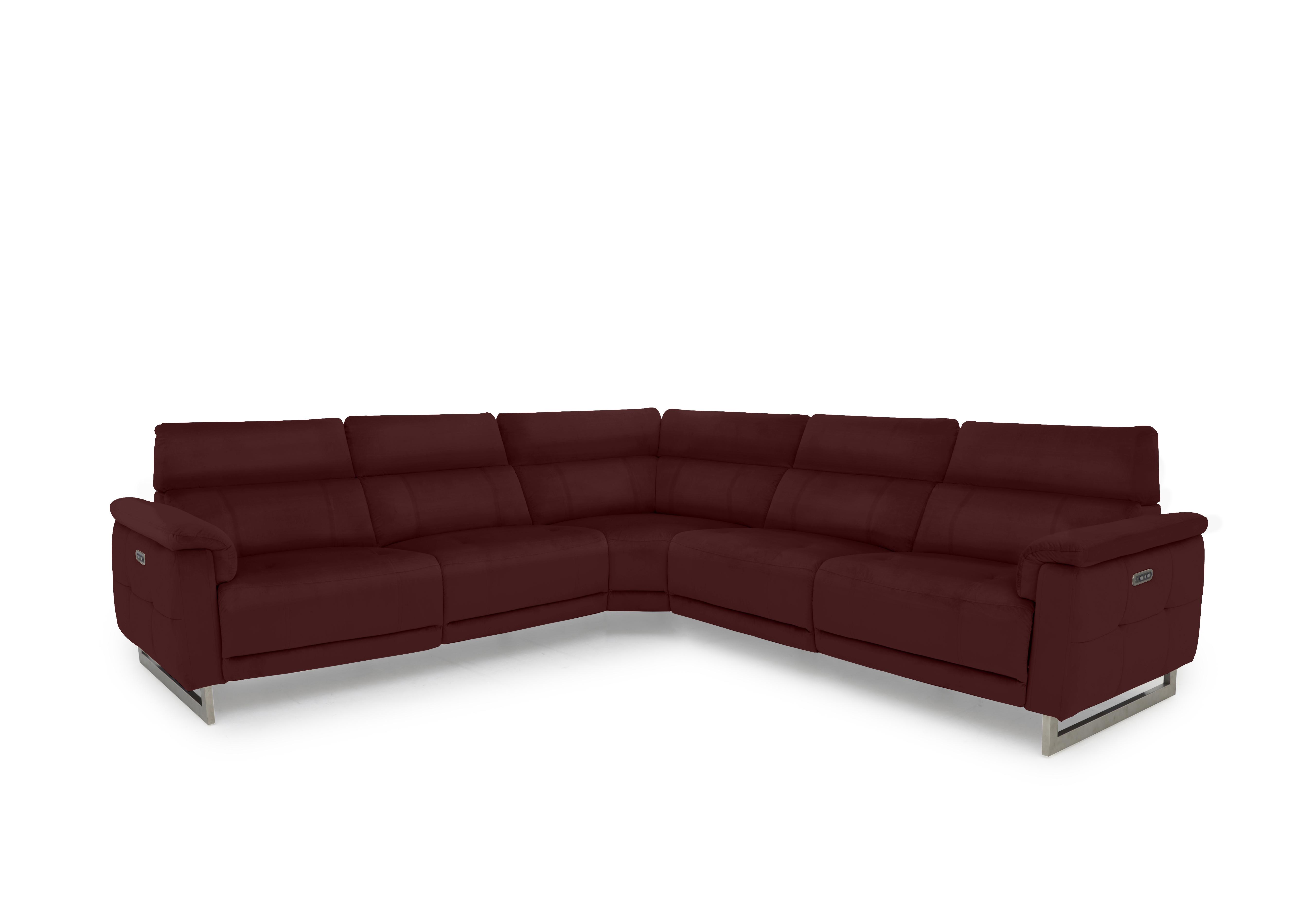 Moet Large Leather Power Recliner Corner Sofa with Telescopic Headrests in Cat-60/15 Ruby on Furniture Village