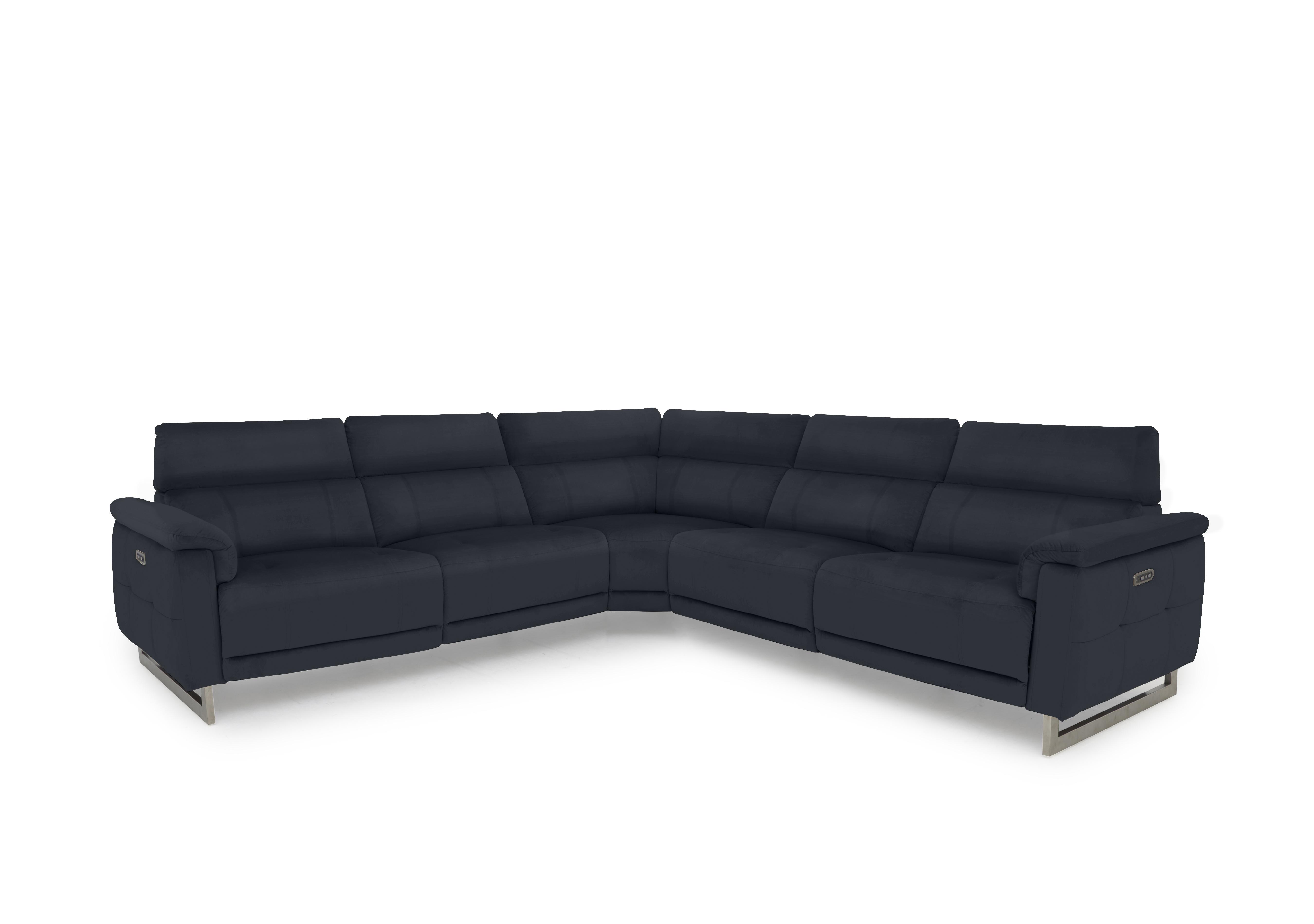 Moet Large Leather Power Recliner Corner Sofa with Telescopic Headrests in Cat-60/24 Navy on Furniture Village