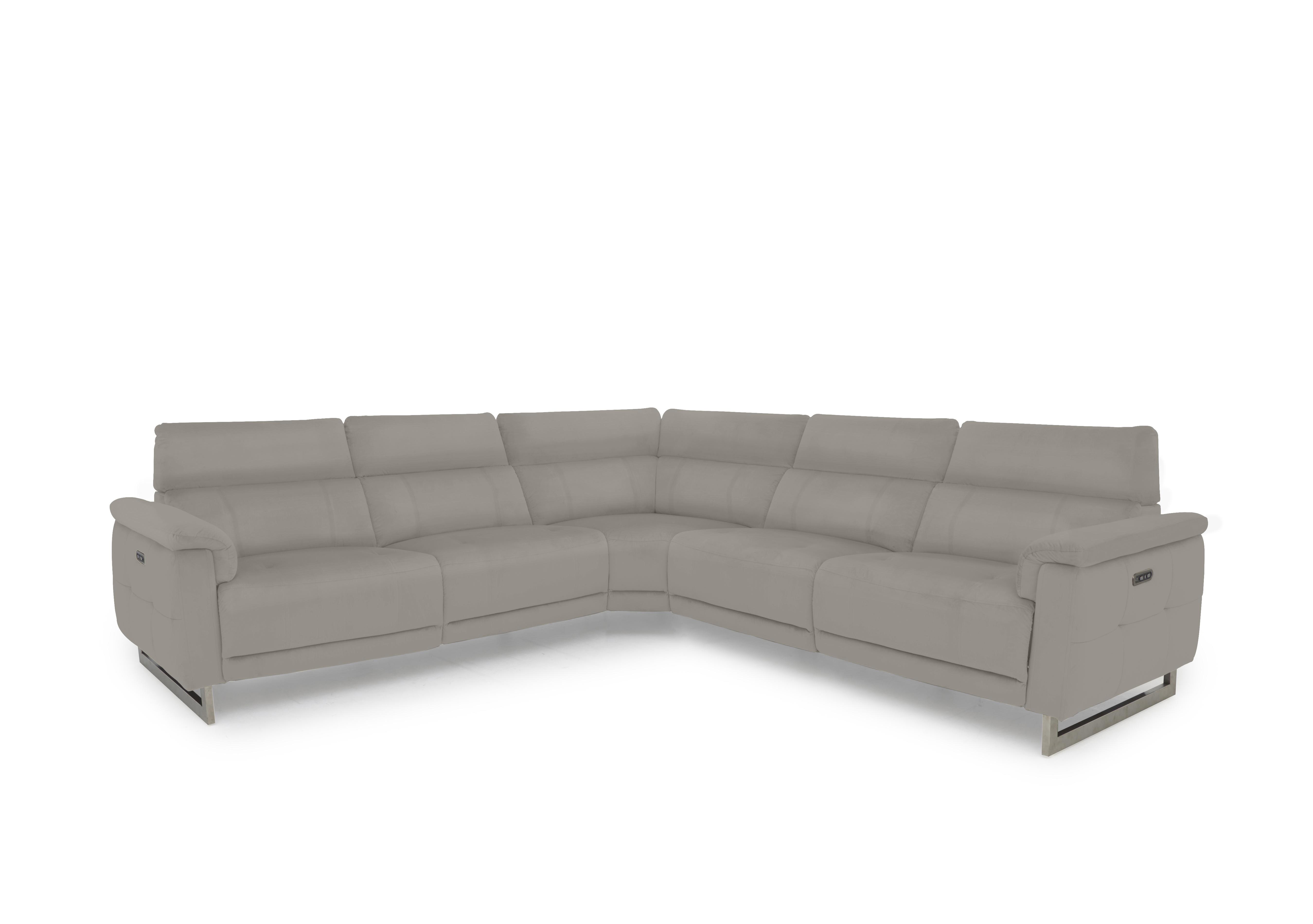 Moet Large Leather Power Recliner Corner Sofa with Telescopic Headrests in Cat-60/28 New Grey on Furniture Village