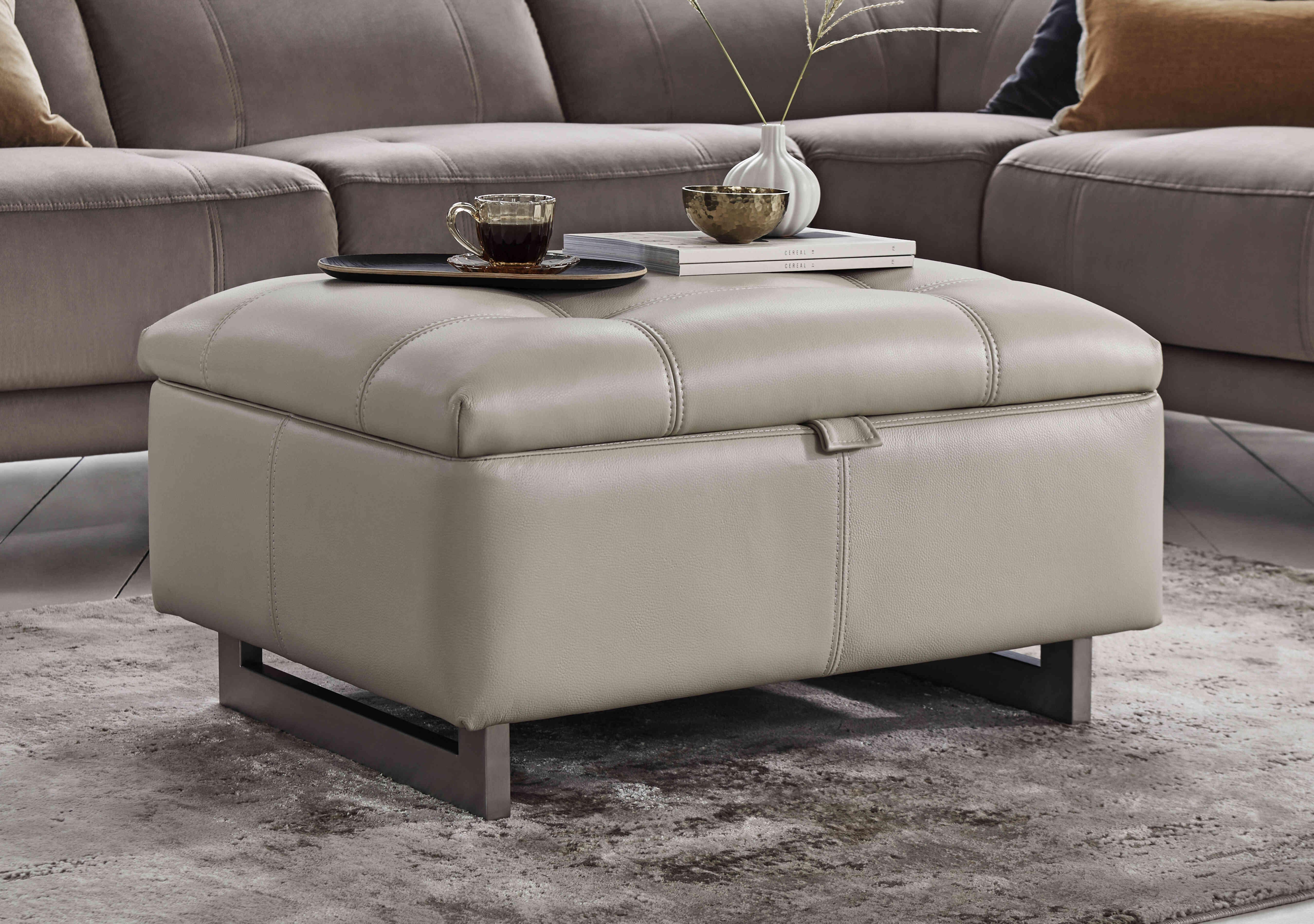 Moet Large Leather Storage Footstool in  on Furniture Village