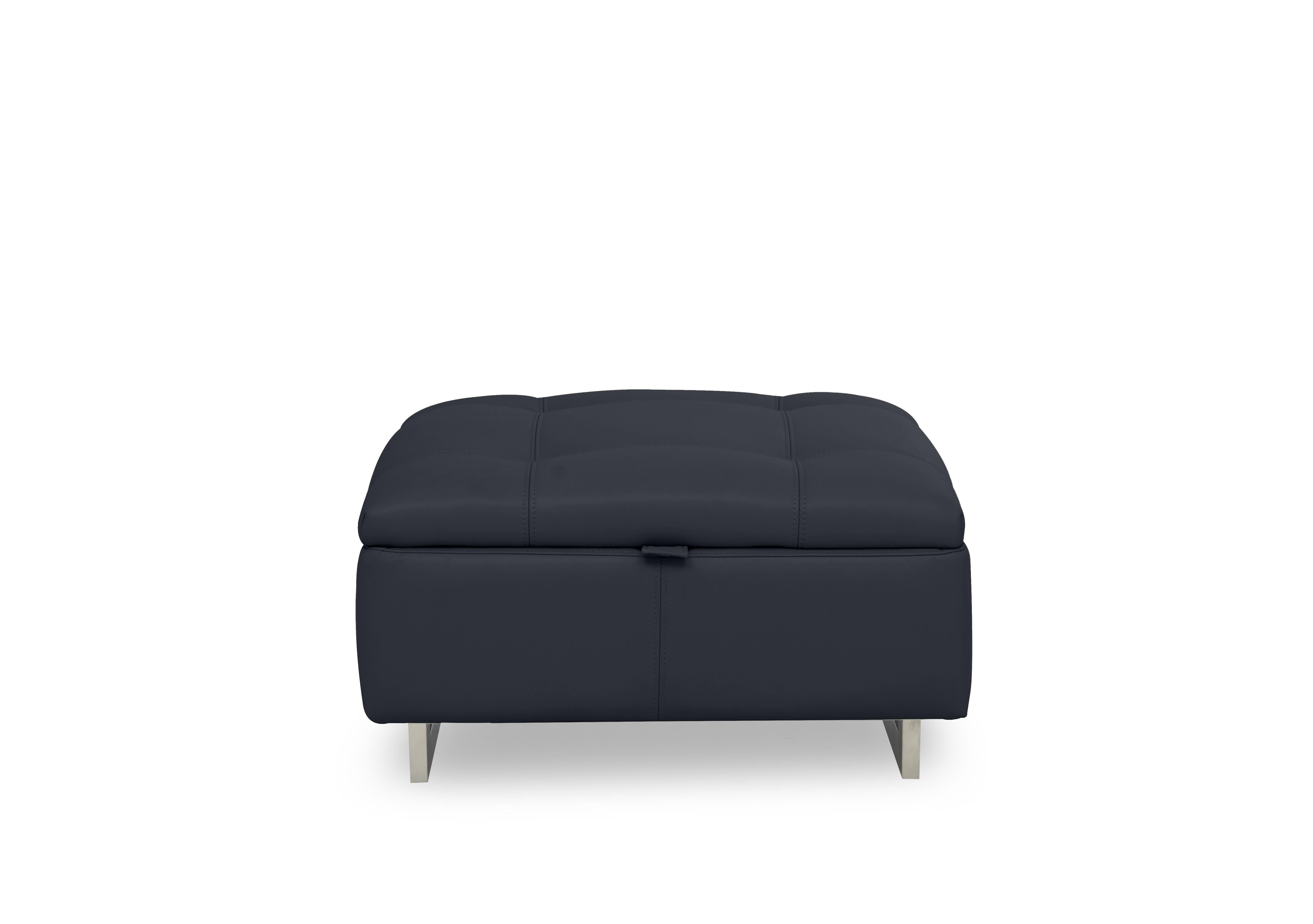 Moet Large Leather Storage Footstool in Cat-60/24 Navy on Furniture Village