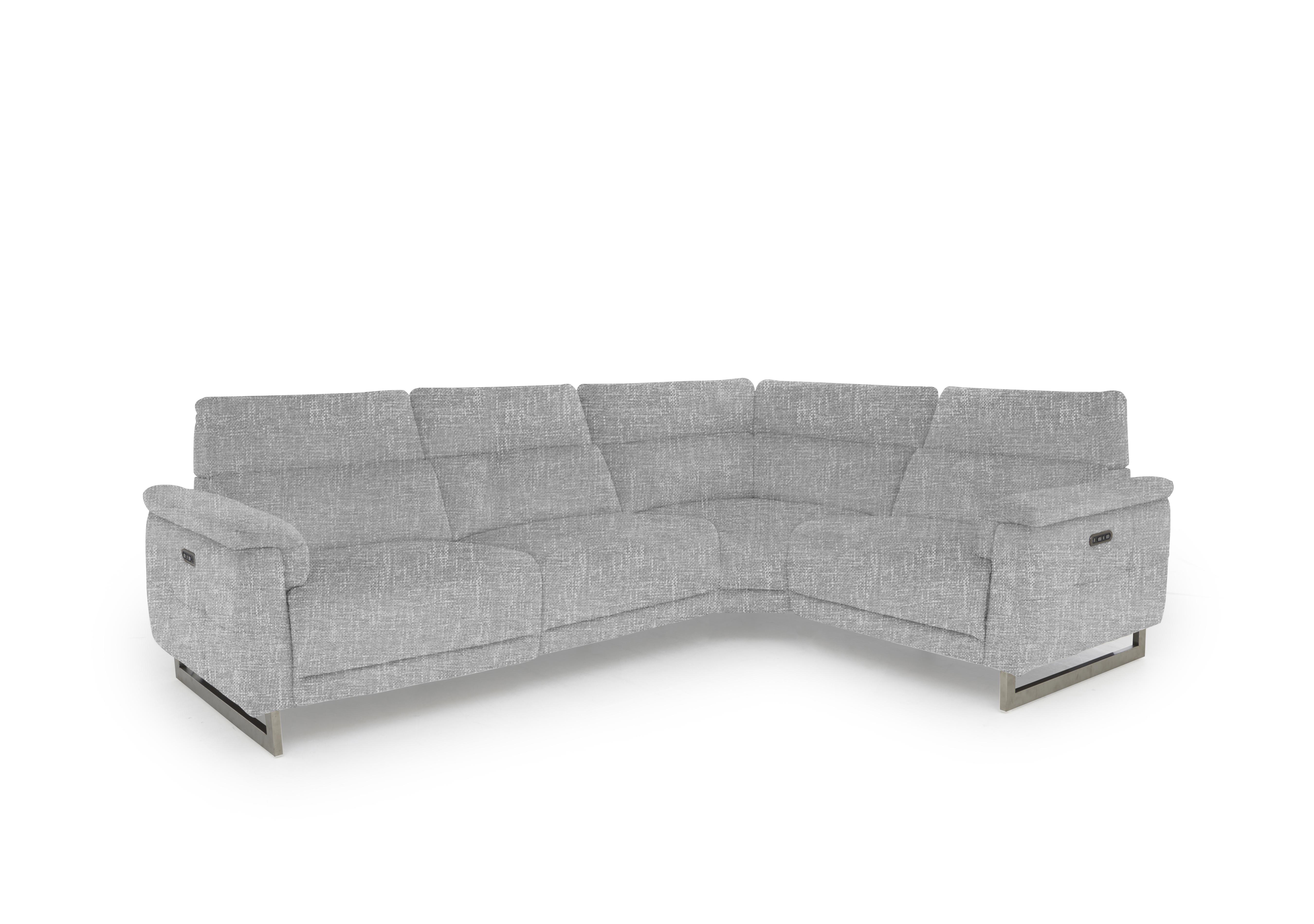 Moet Fabric Power Recliner Corner Sofa with Telescopic Headrests in 11445 Anivia Light Grey on Furniture Village