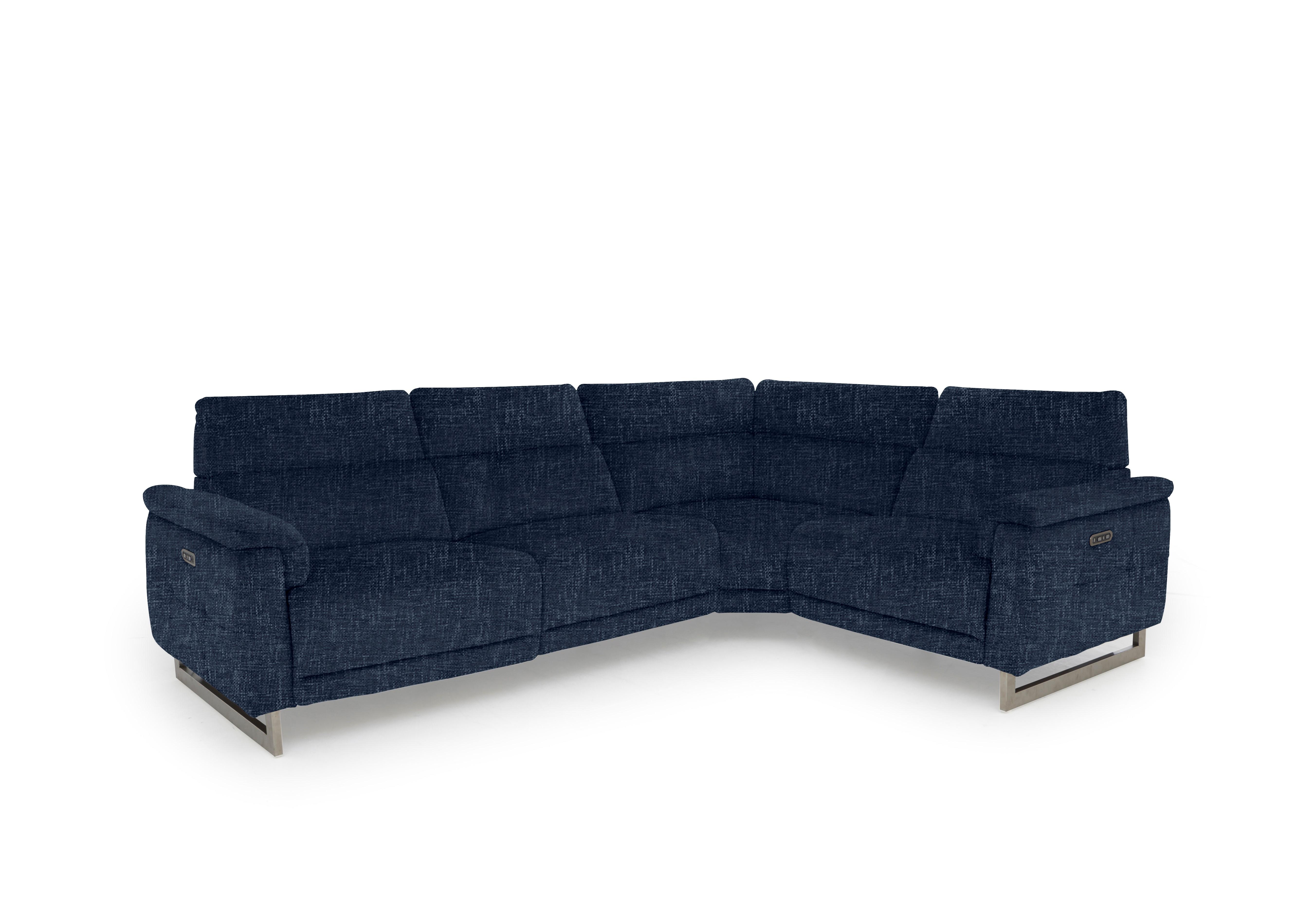 Moet Fabric Power Recliner Corner Sofa with Telescopic Headrests in 15045 Anivia Blue on Furniture Village