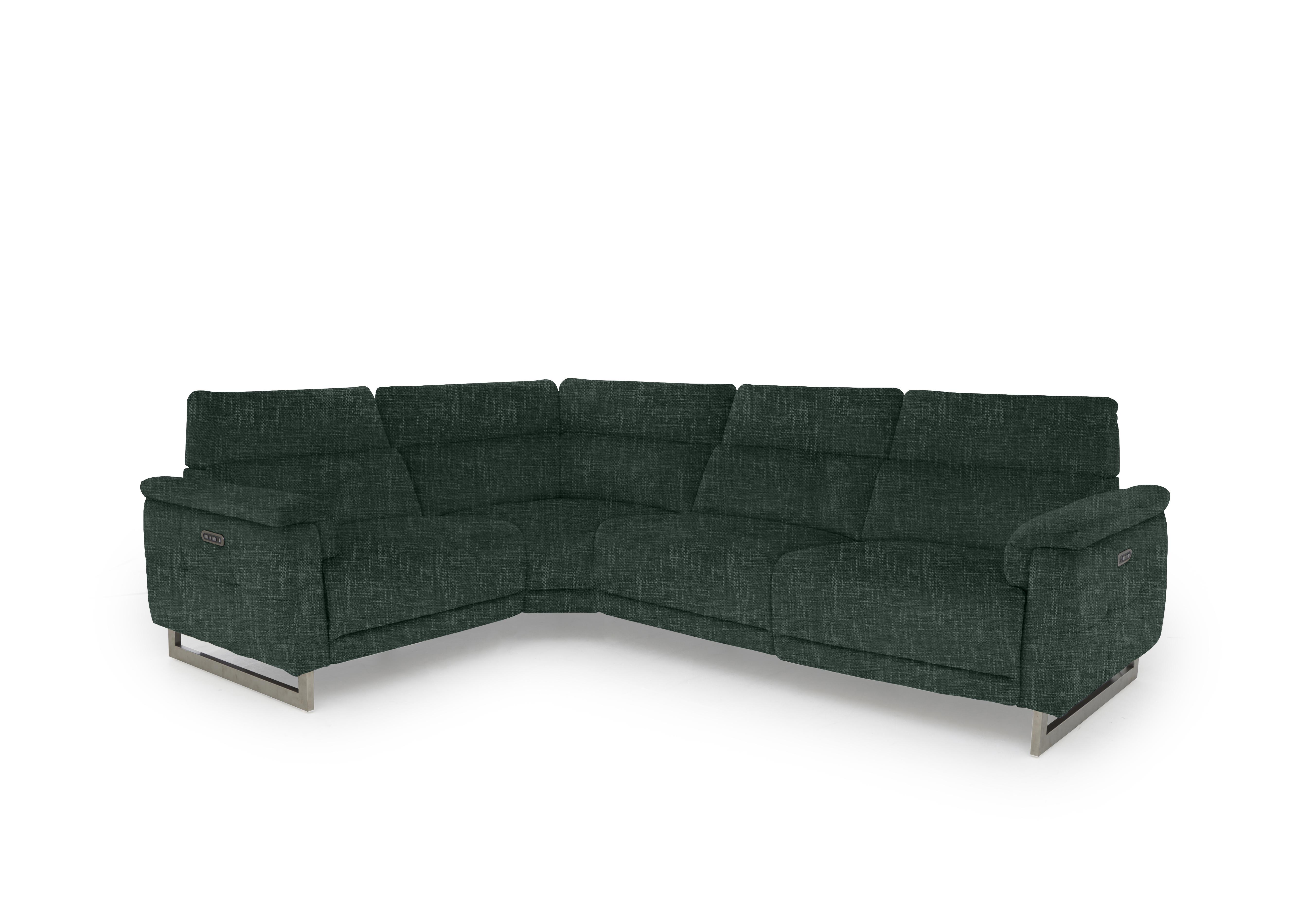 Moet Fabric Power Recliner Corner Sofa with Telescopic Headrests in 19445 Anivia Green on Furniture Village