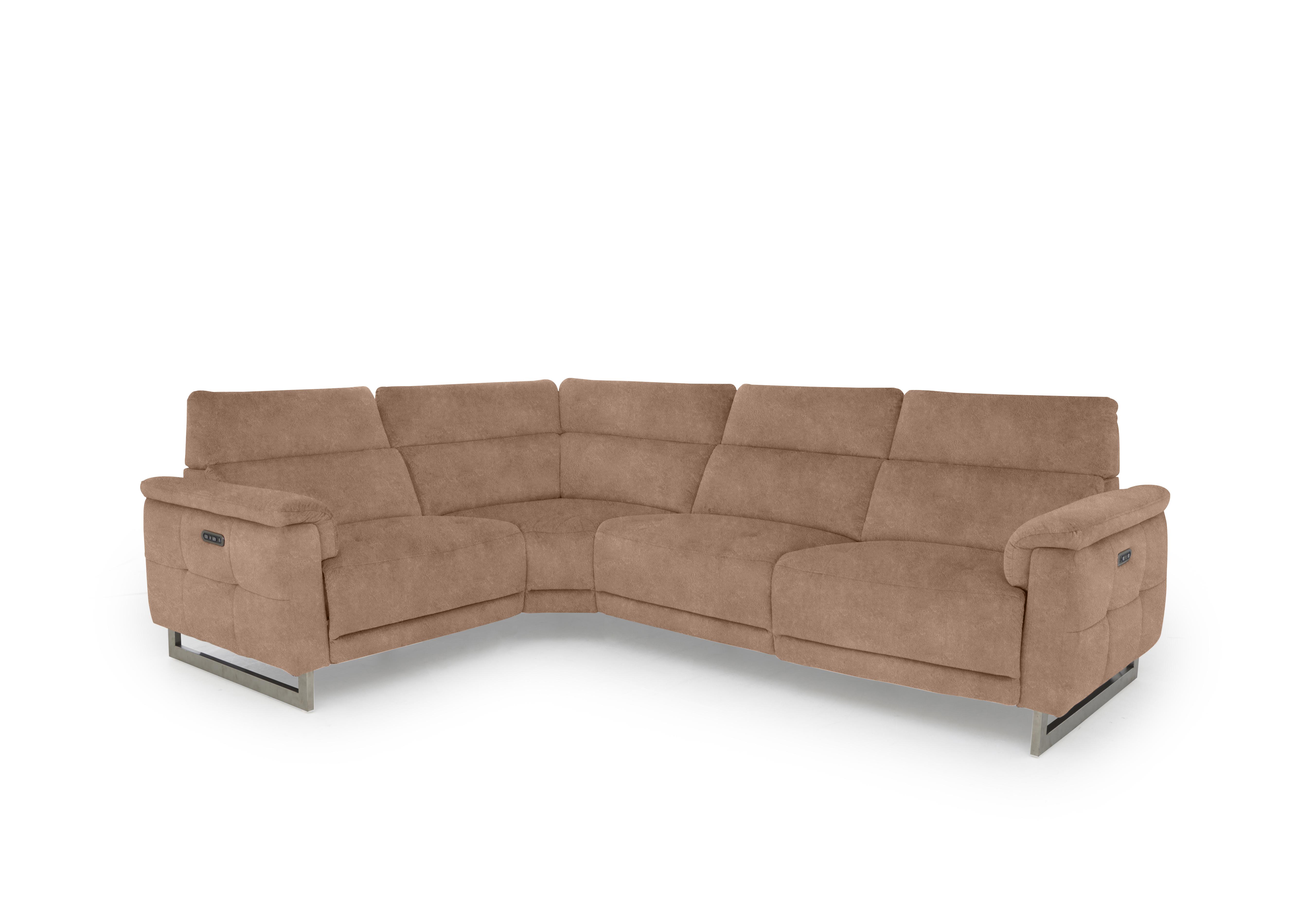 Moet Fabric Power Recliner Corner Sofa with Telescopic Headrests in 43507 Dexter Sand on Furniture Village