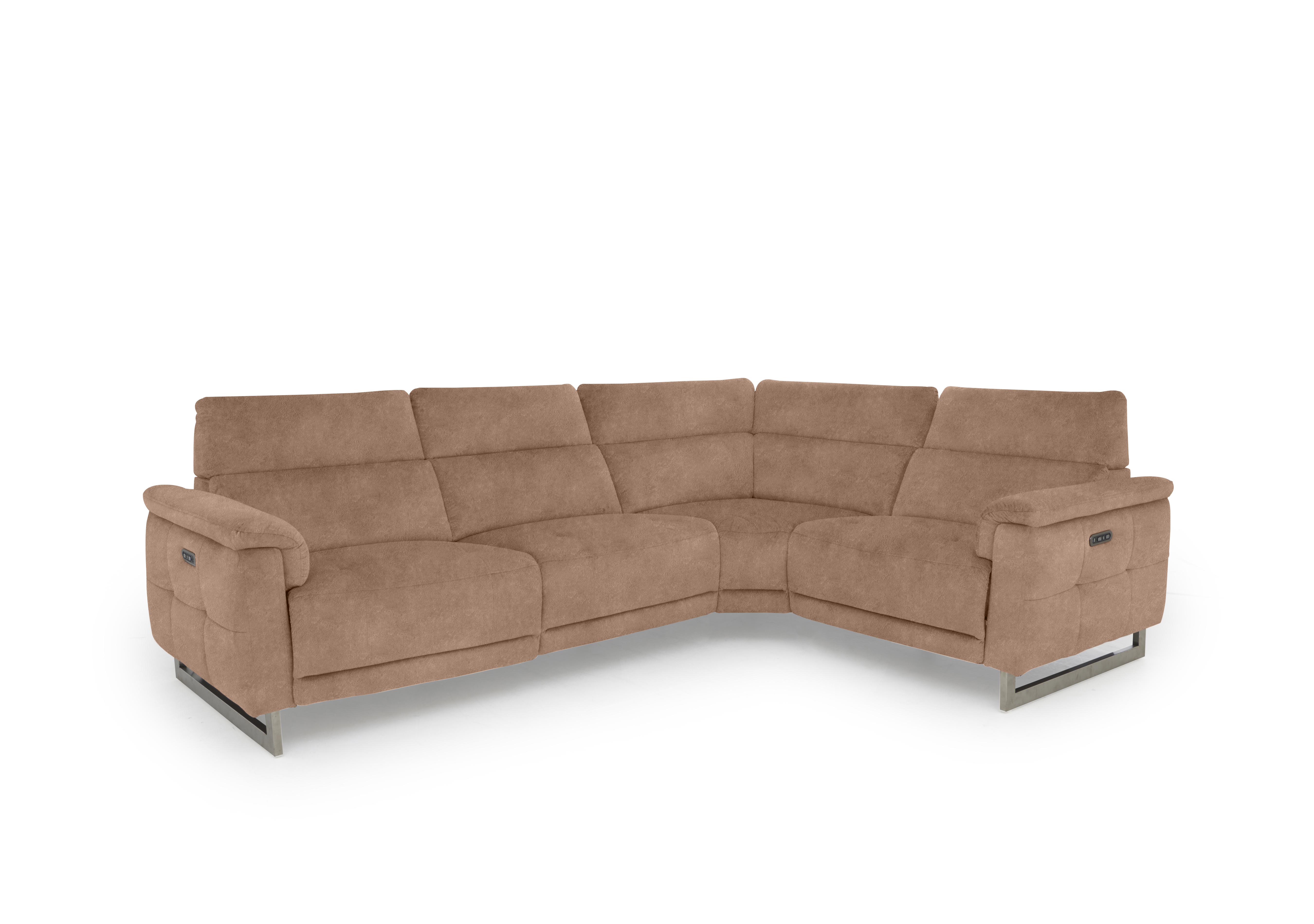 Moet Fabric Power Recliner Corner Sofa with Telescopic Headrests in 43507 Dexter Sand on Furniture Village