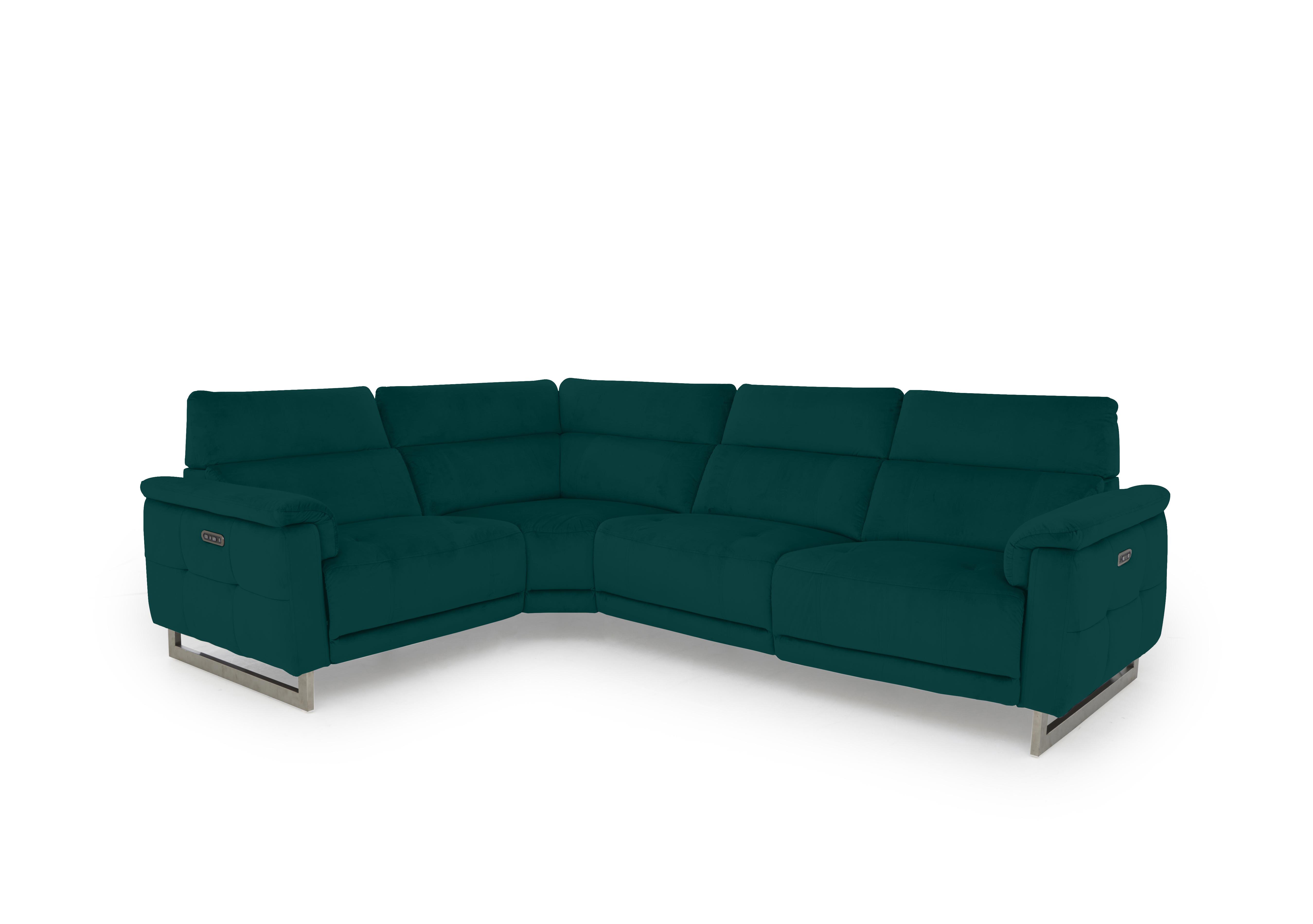 Moet Fabric Power Recliner Corner Sofa with Telescopic Headrests in 51003 Opulence Teal on Furniture Village