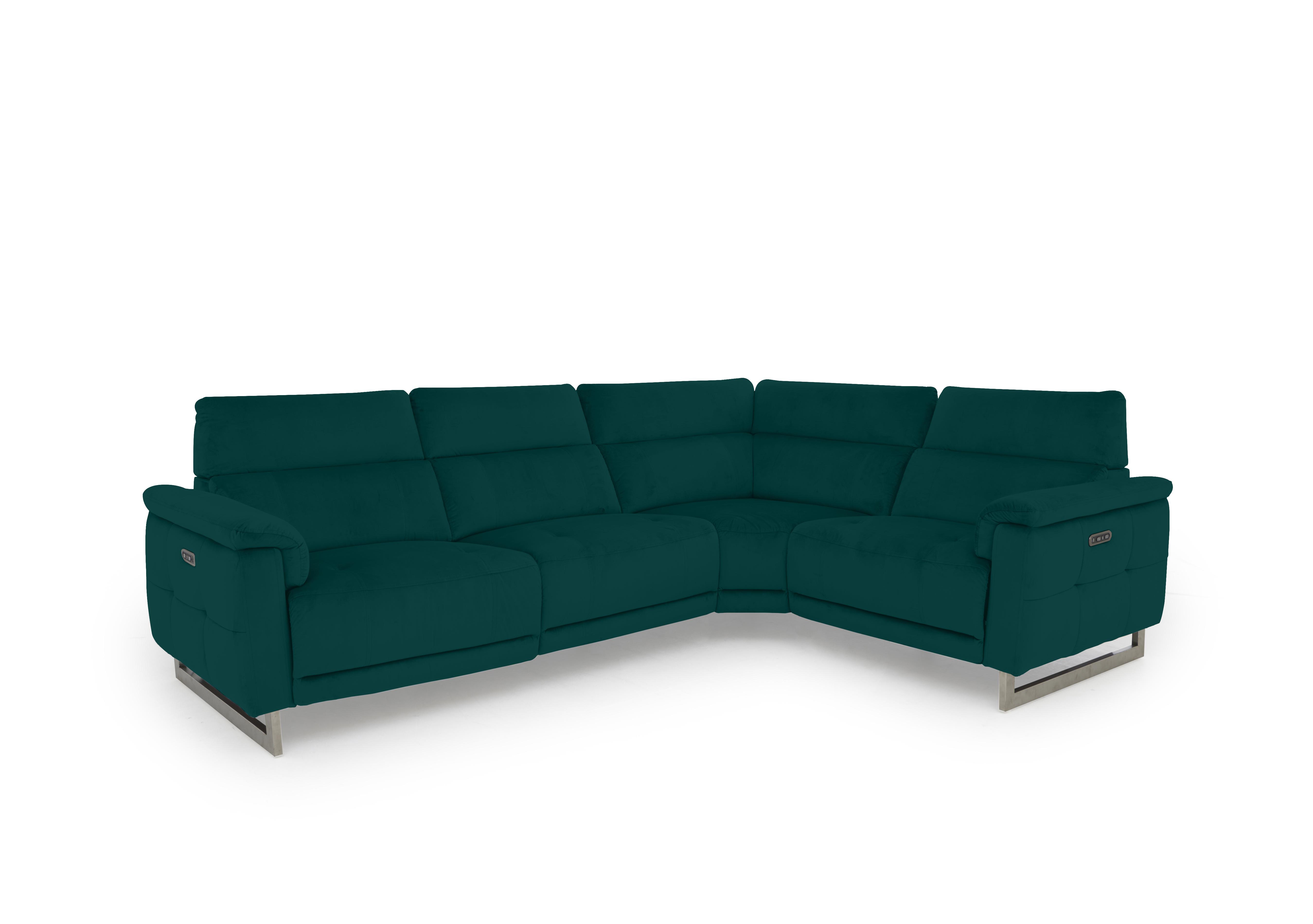 Moet Fabric Power Recliner Corner Sofa with Telescopic Headrests in 51003 Opulence Teal on Furniture Village