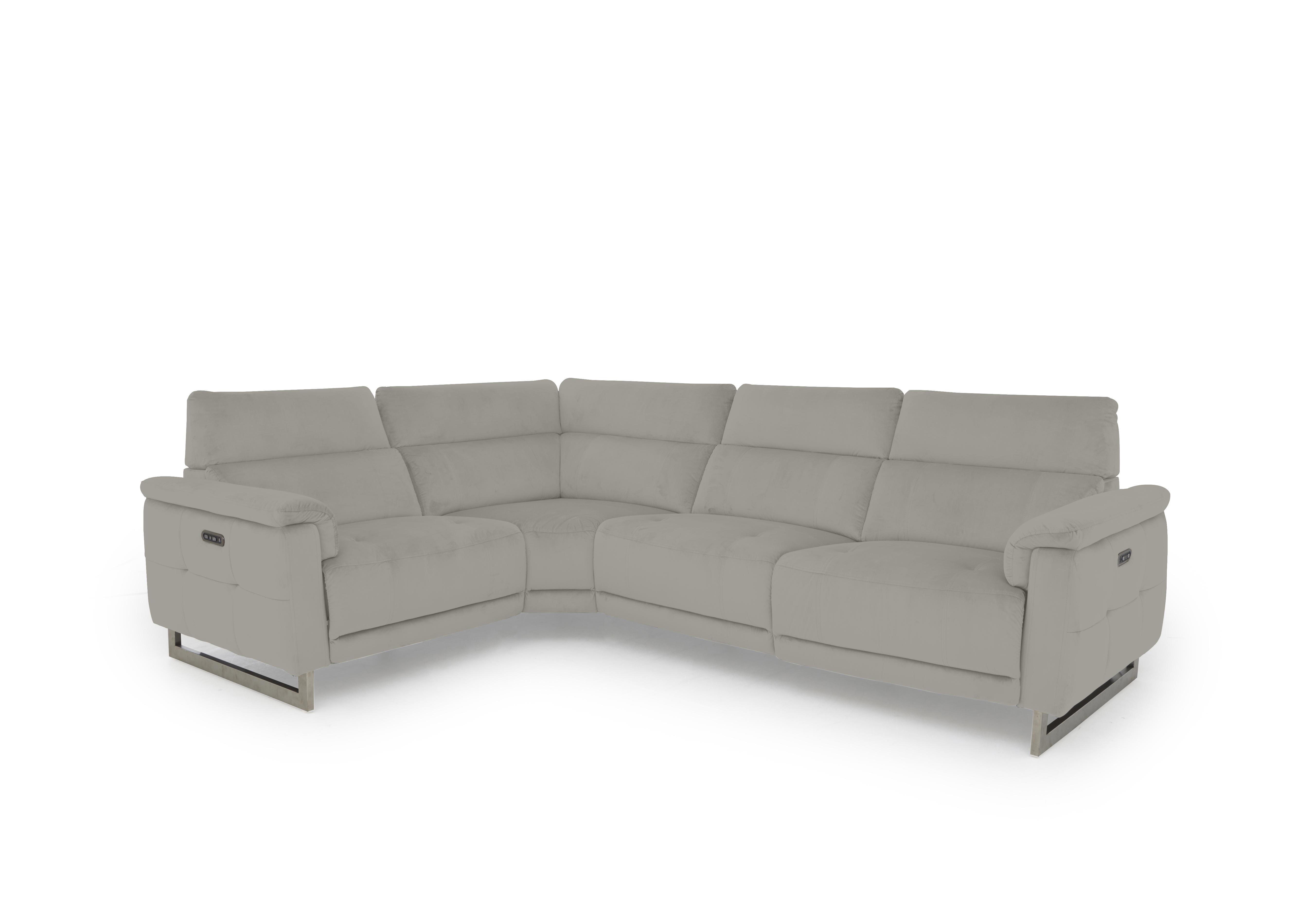 Moet Fabric Power Recliner Corner Sofa with Telescopic Headrests in 51007 Opulence Silver on Furniture Village