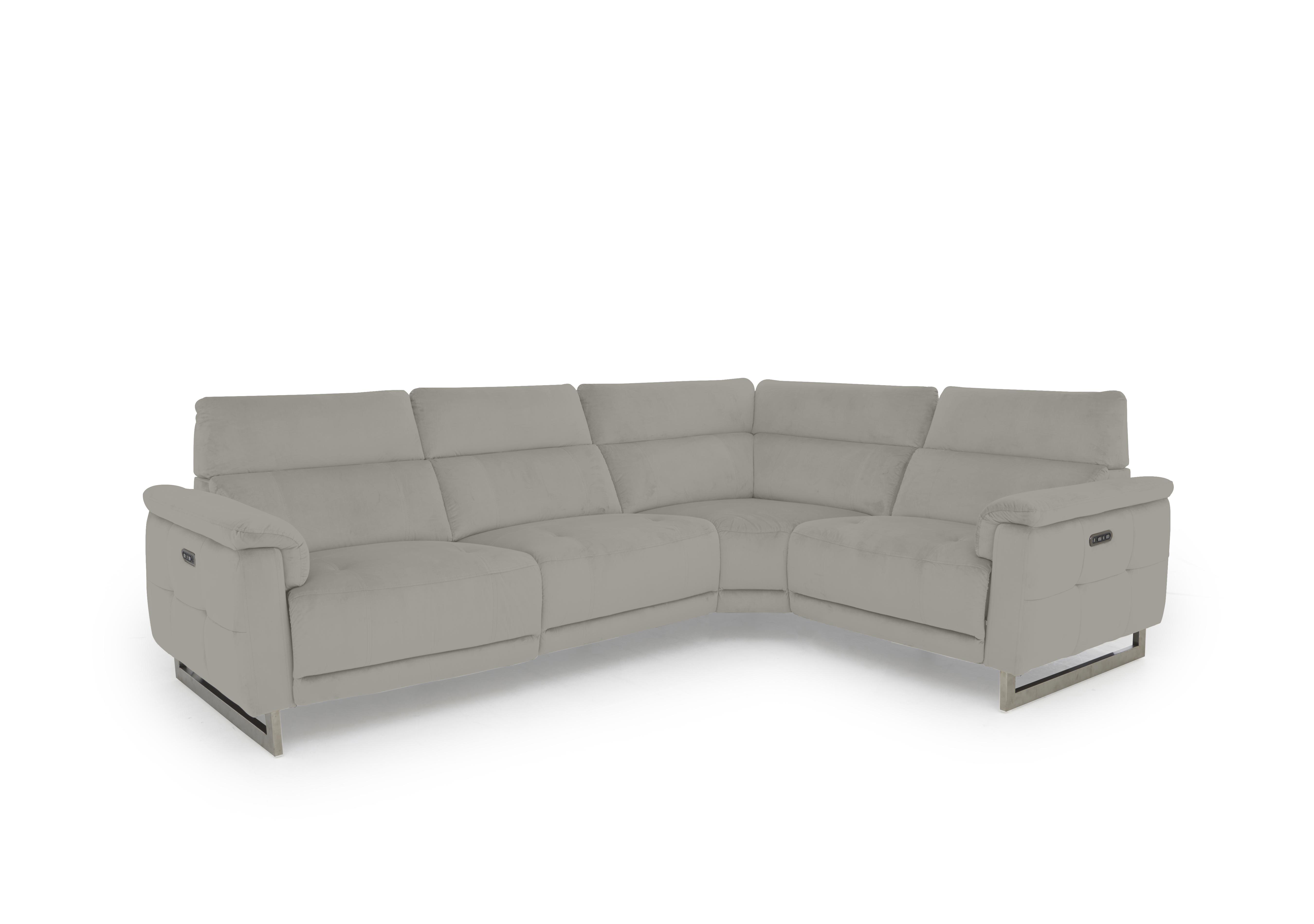 Moet Fabric Power Recliner Corner Sofa with Telescopic Headrests in 51007 Opulence Silver on Furniture Village
