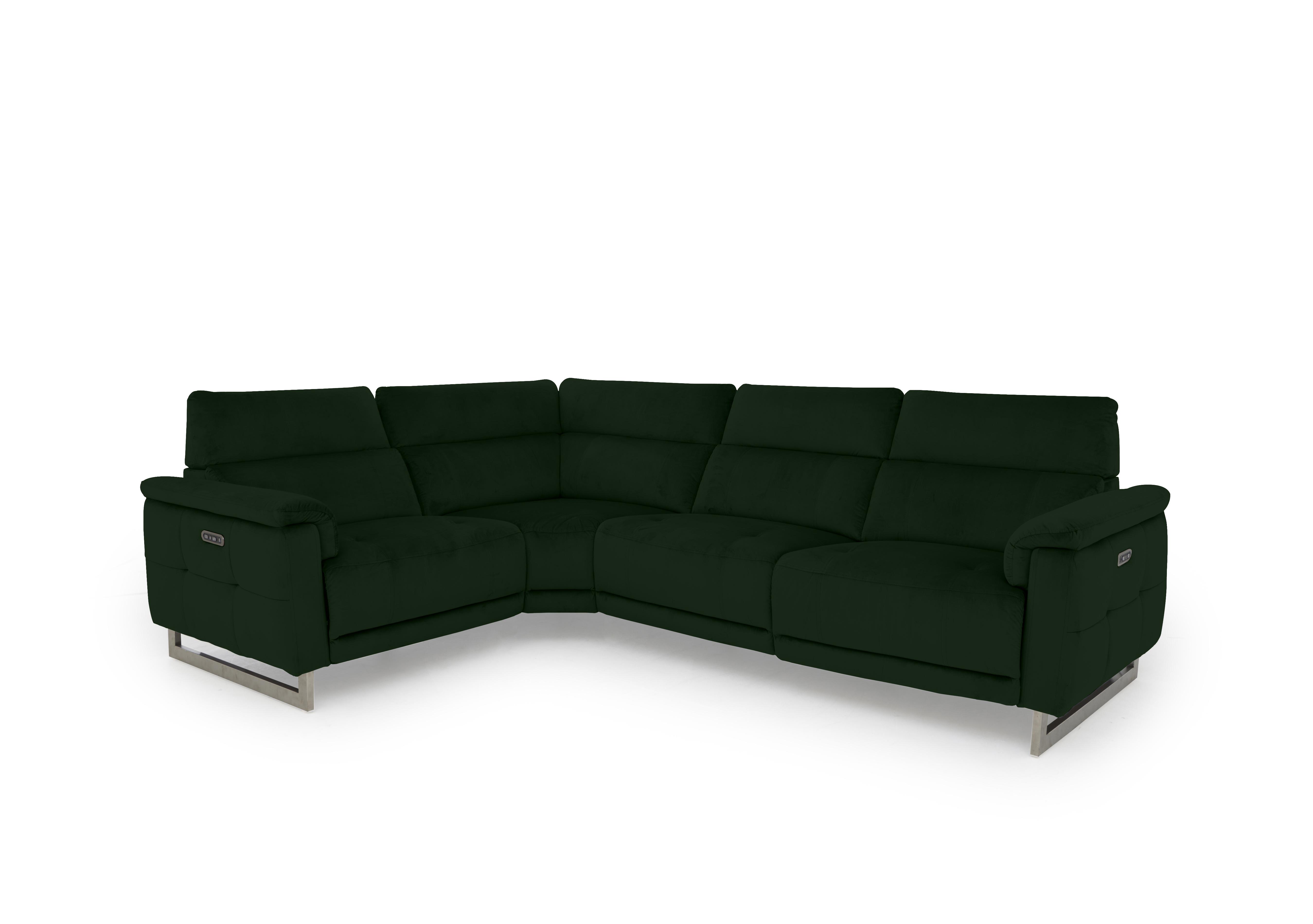 Moet Fabric Power Recliner Corner Sofa with Telescopic Headrests in 51011 Opulence Bottle Green on Furniture Village