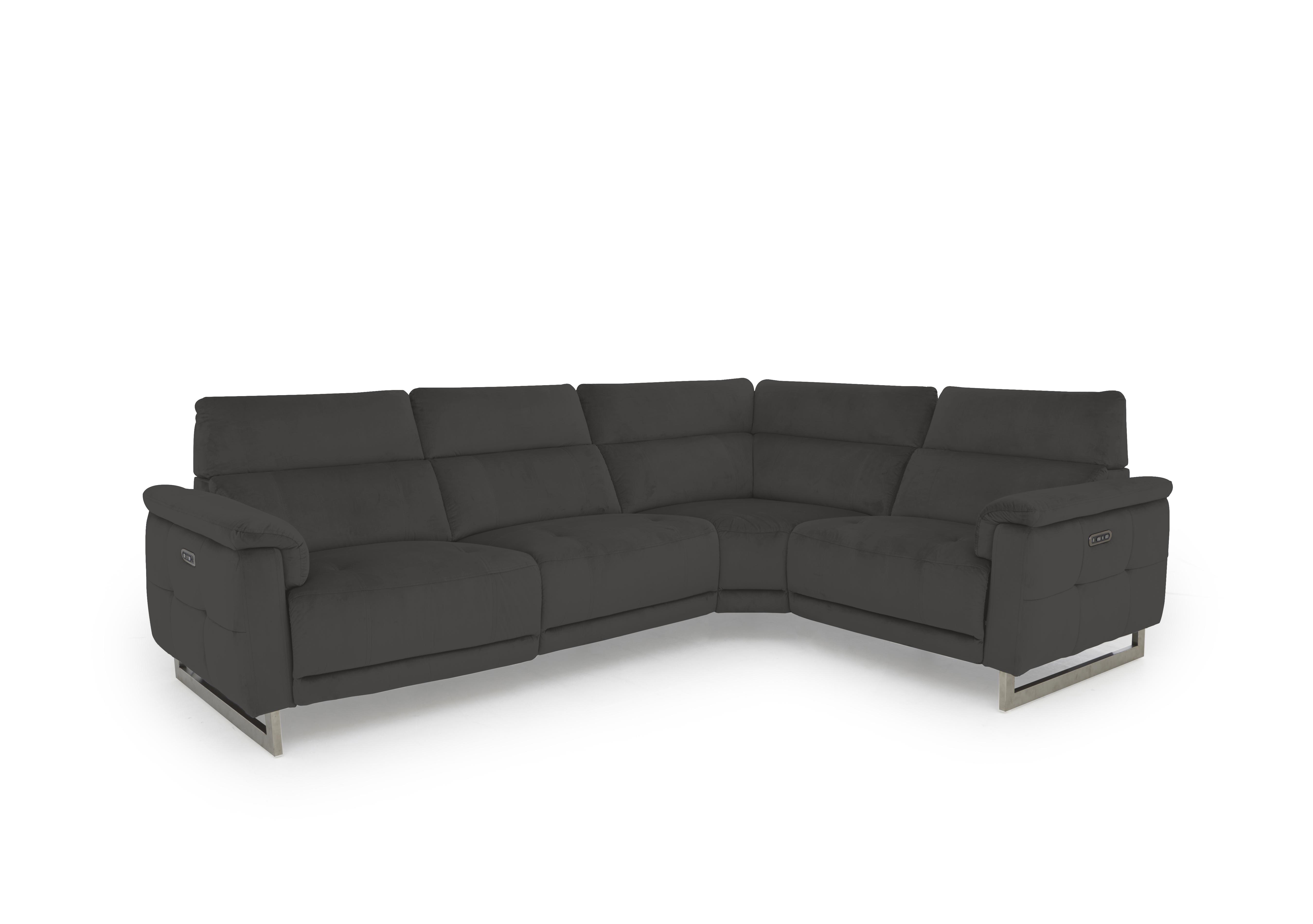 Moet Fabric Power Recliner Corner Sofa with Telescopic Headrests in 51012 Opulence Granite on Furniture Village
