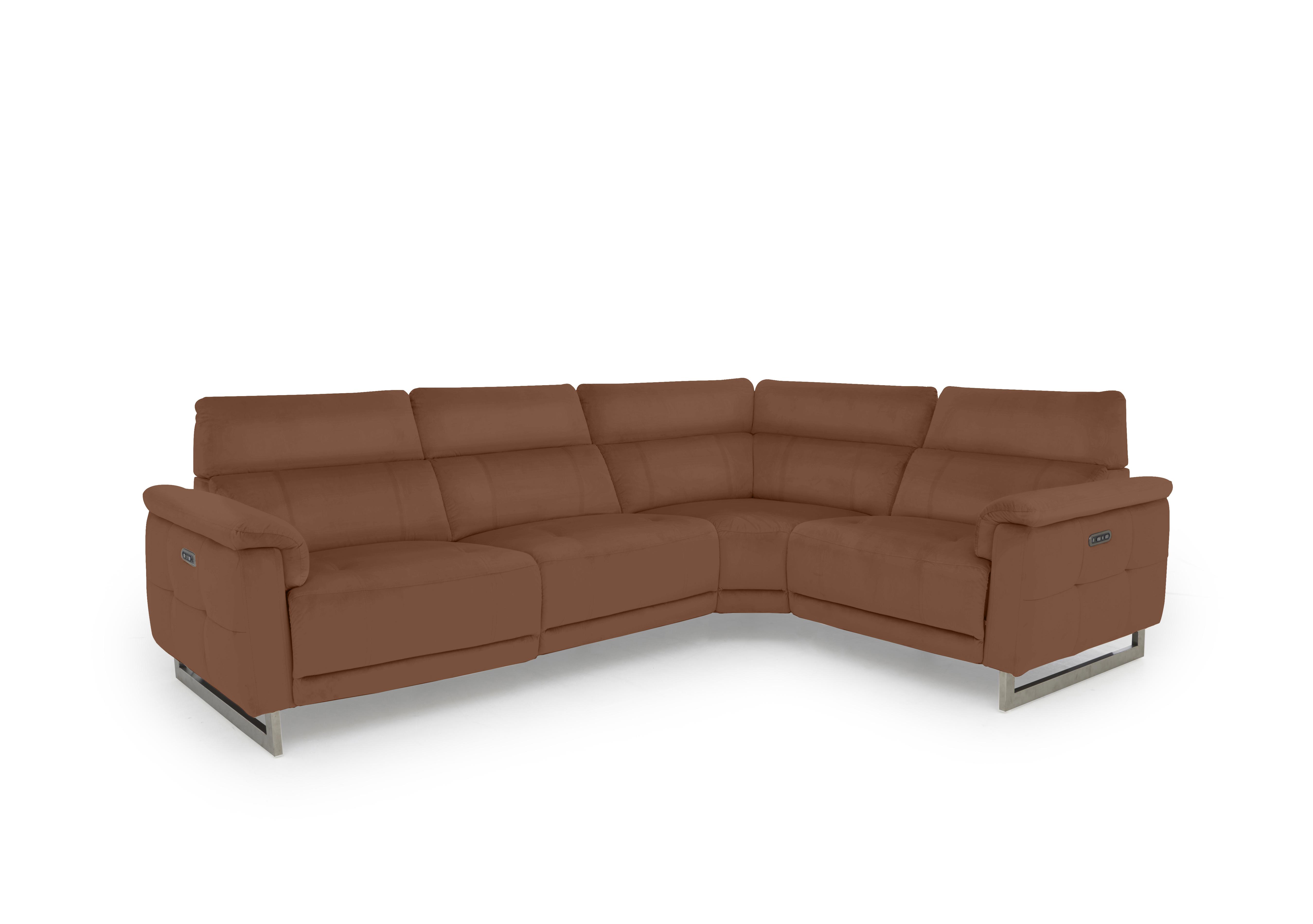 Moet Leather Power Recliner Corner Sofa with Telescopic Headrests in Cat-60/07 Butterscotch on Furniture Village