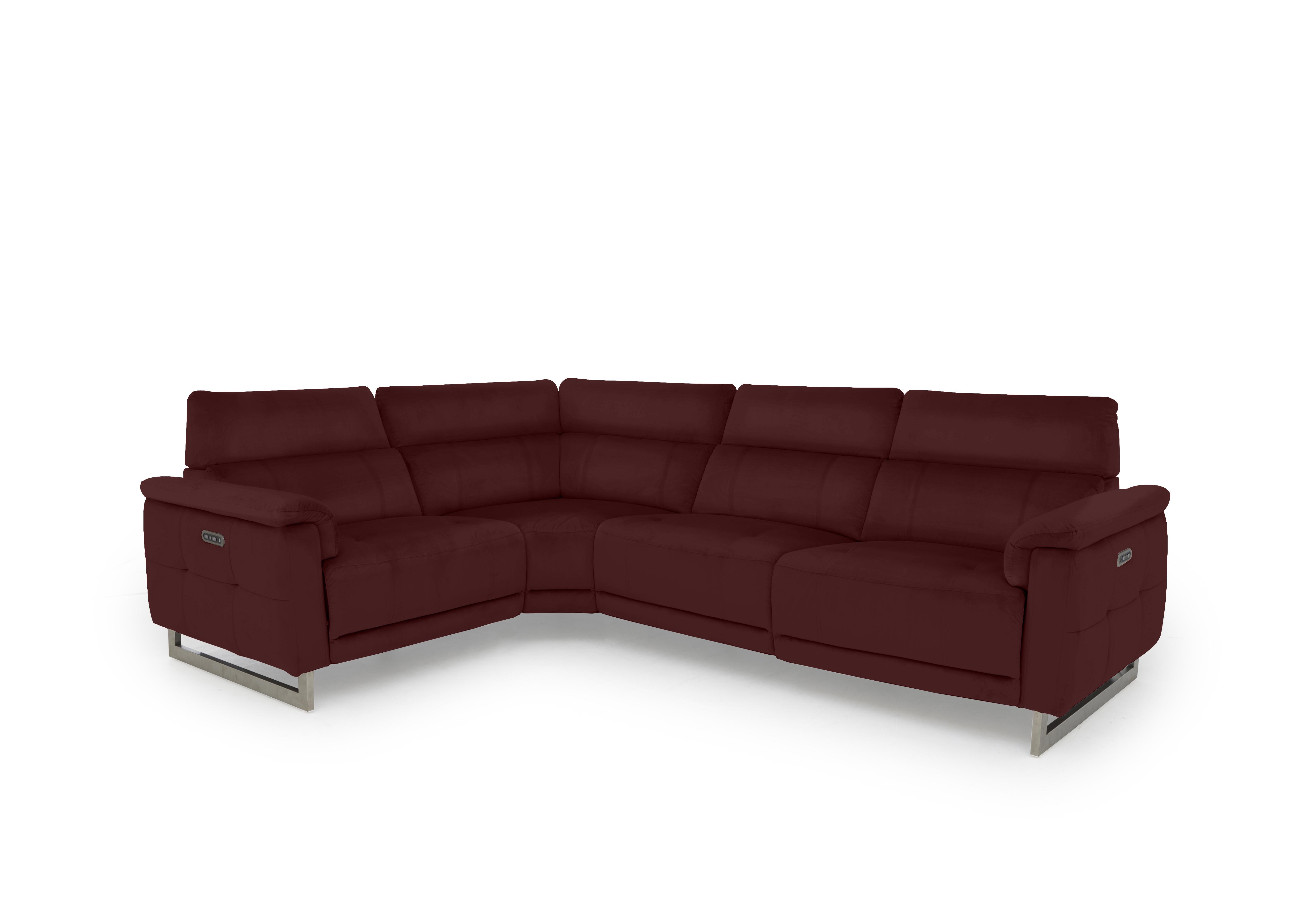 Moet Leather Power Recliner Corner Sofa with Telescopic Headrests in Cat-60/15 Ruby on Furniture Village