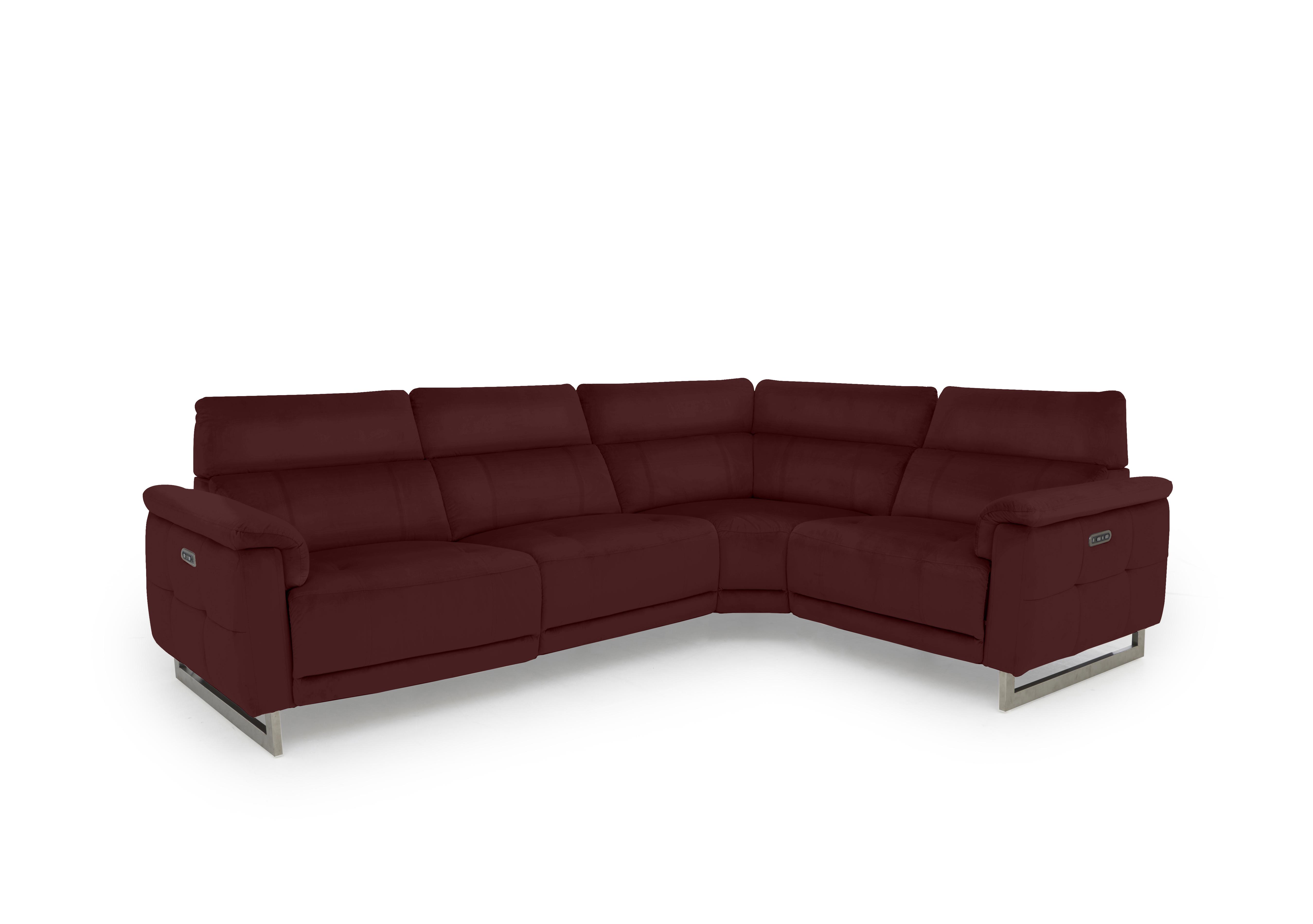 Moet Leather Power Recliner Corner Sofa with Telescopic Headrests in Cat-60/15 Ruby on Furniture Village