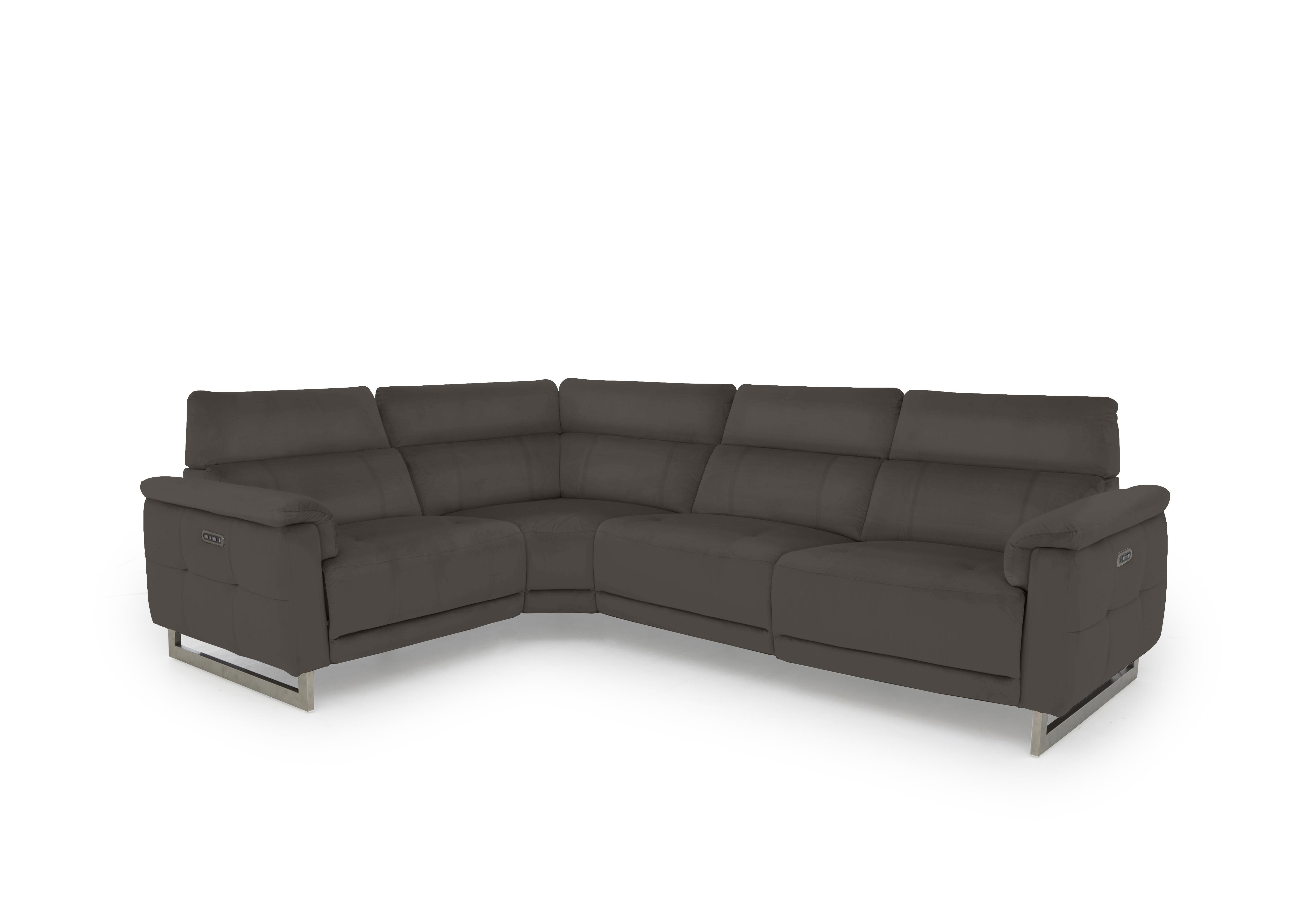 Moet Leather Power Recliner Corner Sofa with Telescopic Headrests in Cat-60/21 Storm on Furniture Village