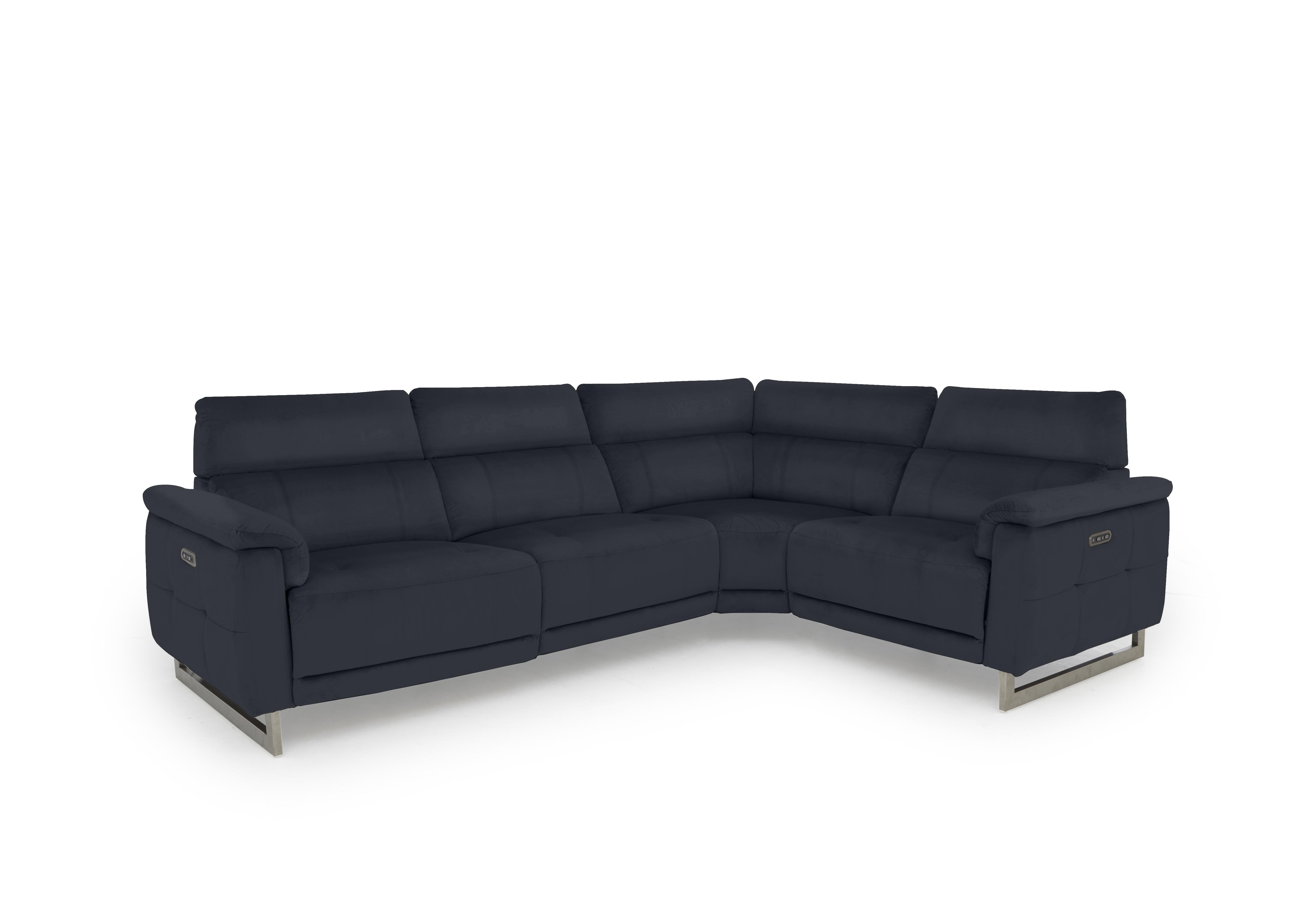 Moet Leather Power Recliner Corner Sofa with Telescopic Headrests in Cat-60/24 Navy on Furniture Village