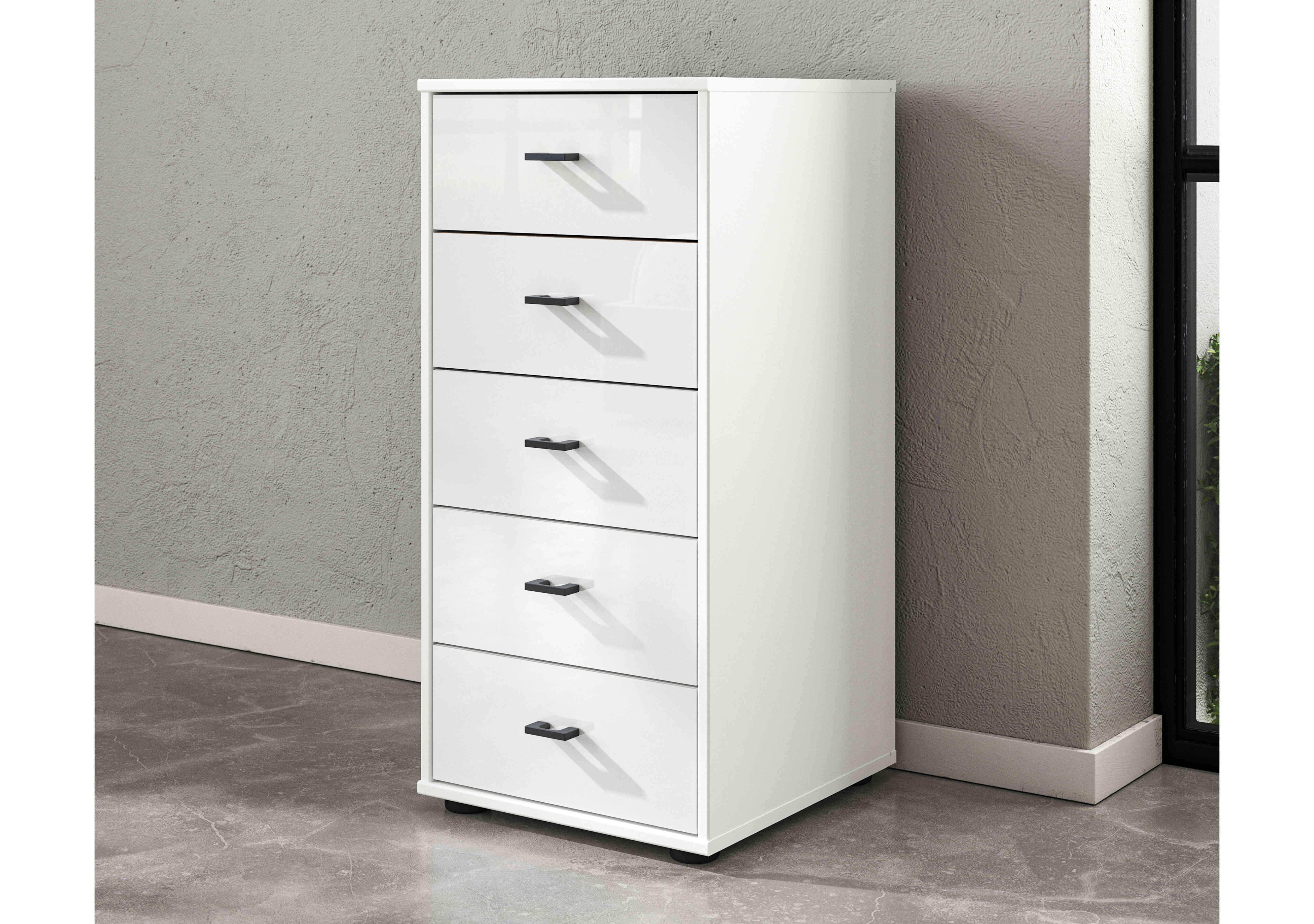 Dallas 40cm 5 Drawer Glass Chest in  on Furniture Village