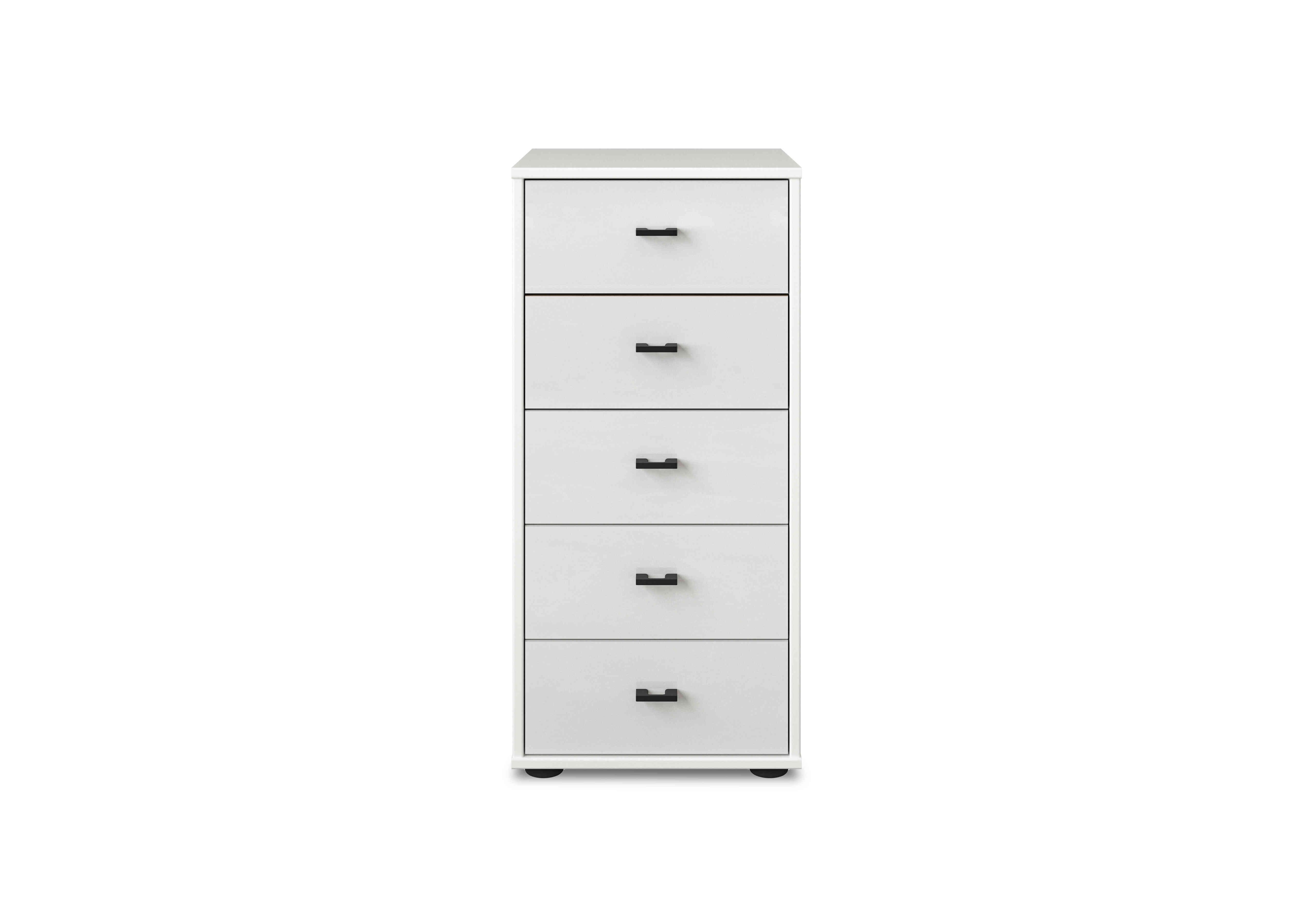 Dallas 40cm 5 Drawer Glass Chest in Matt White on Furniture Village