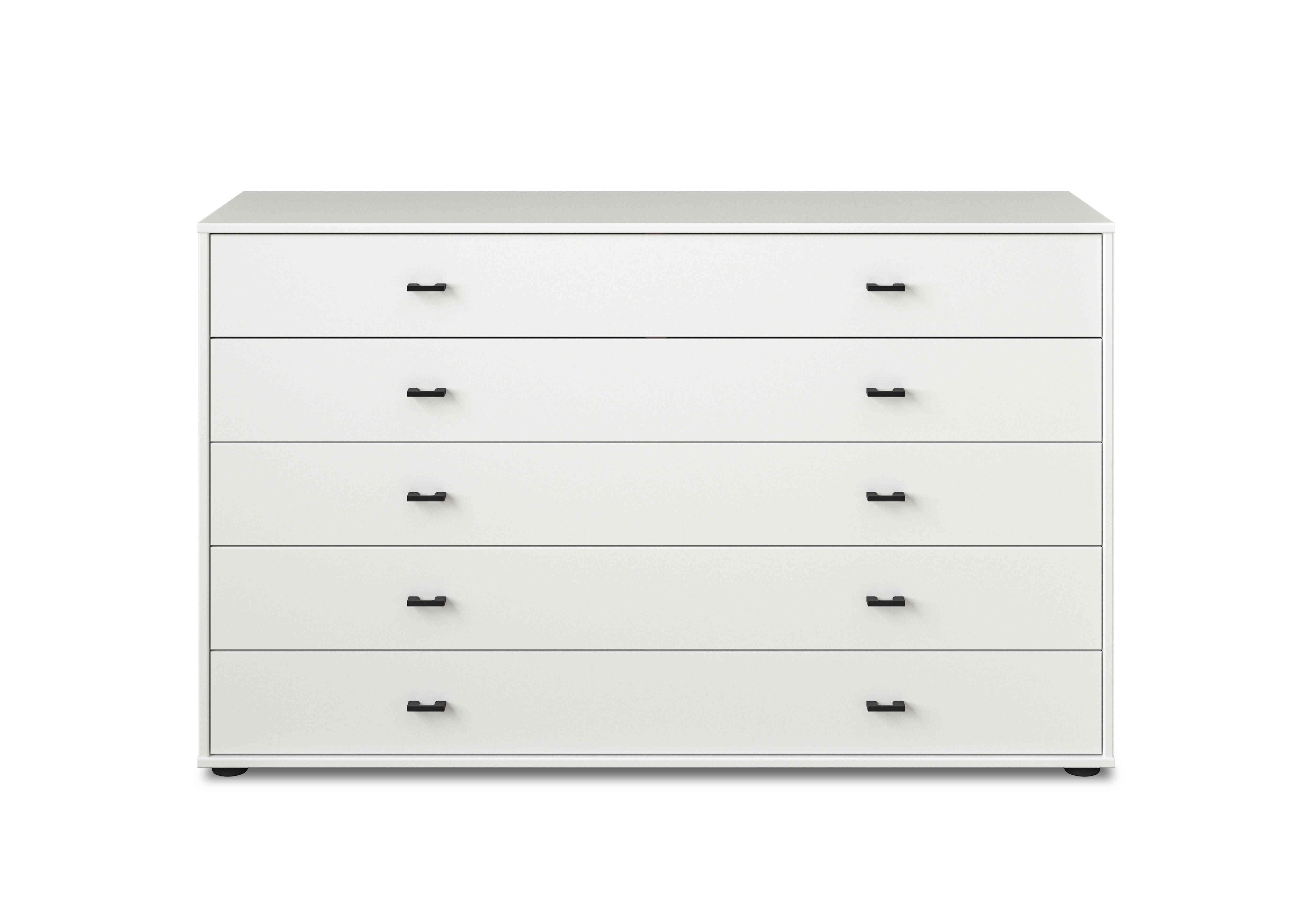 Dallas 141cm 5 Drawer Chest in Matt White on Furniture Village