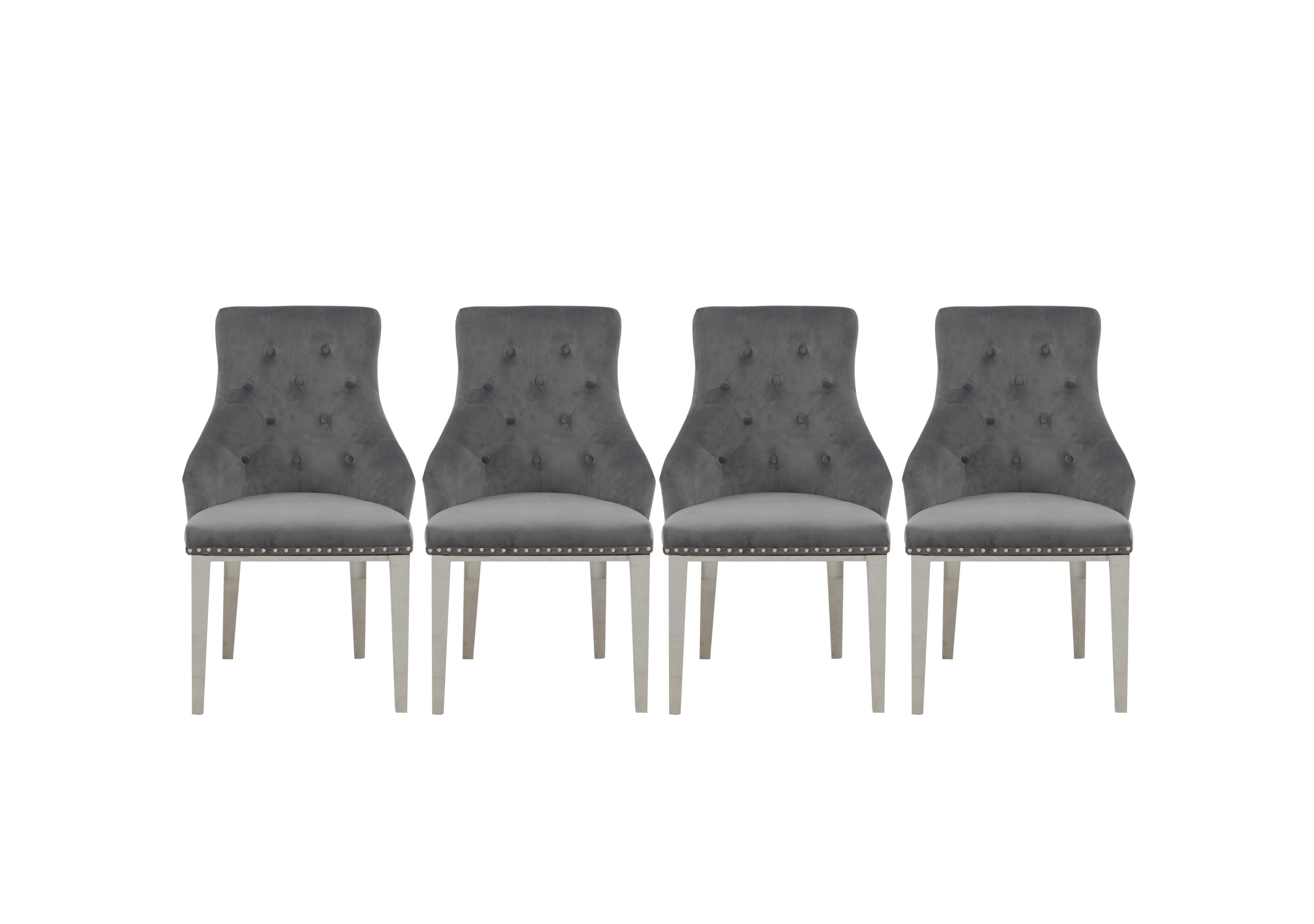 Dolce Set of 4 Button Back Dining Chairs in Silver on Furniture Village