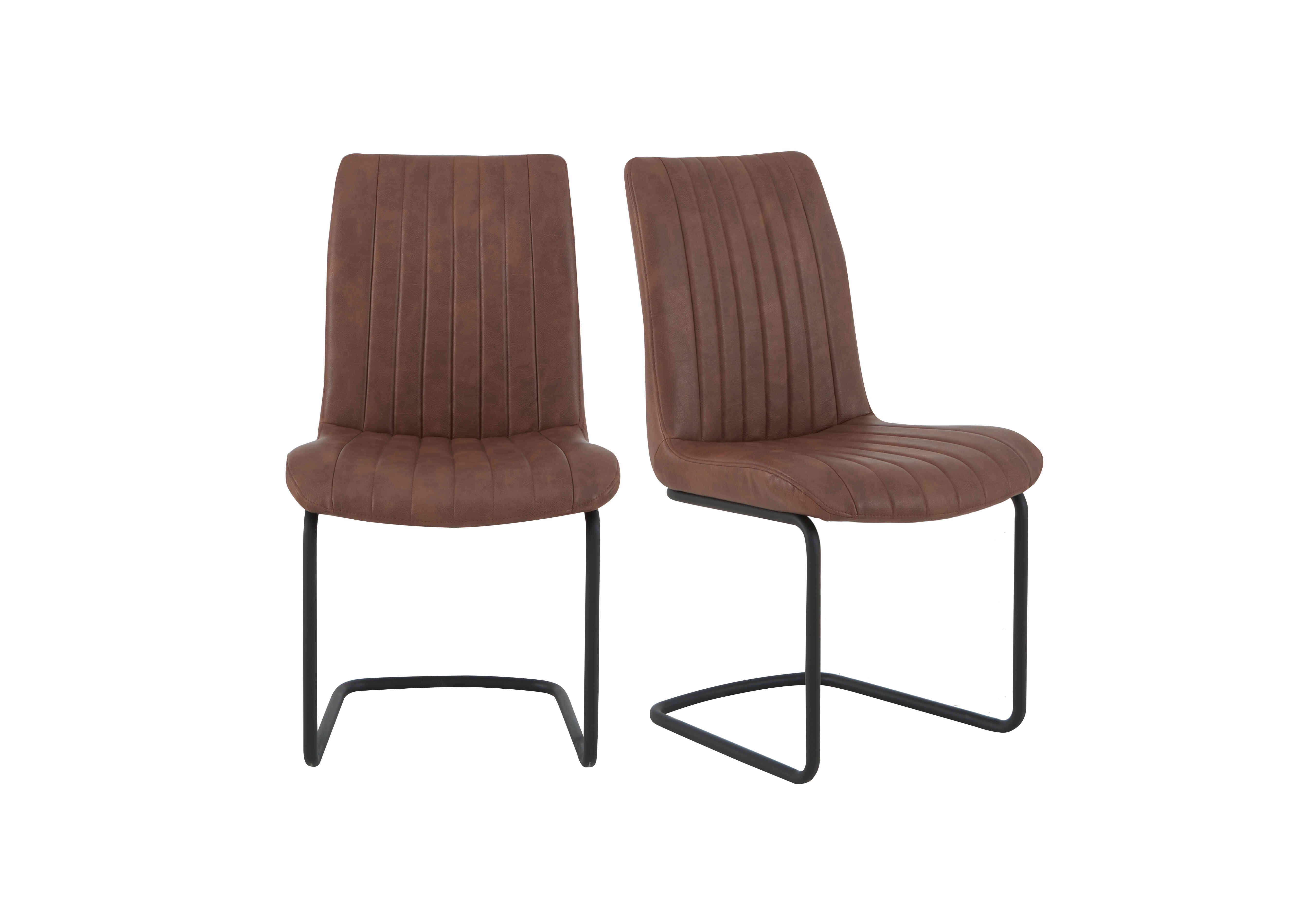 Terra Pair of Fixed Dining Chairs in Cognac on Furniture Village