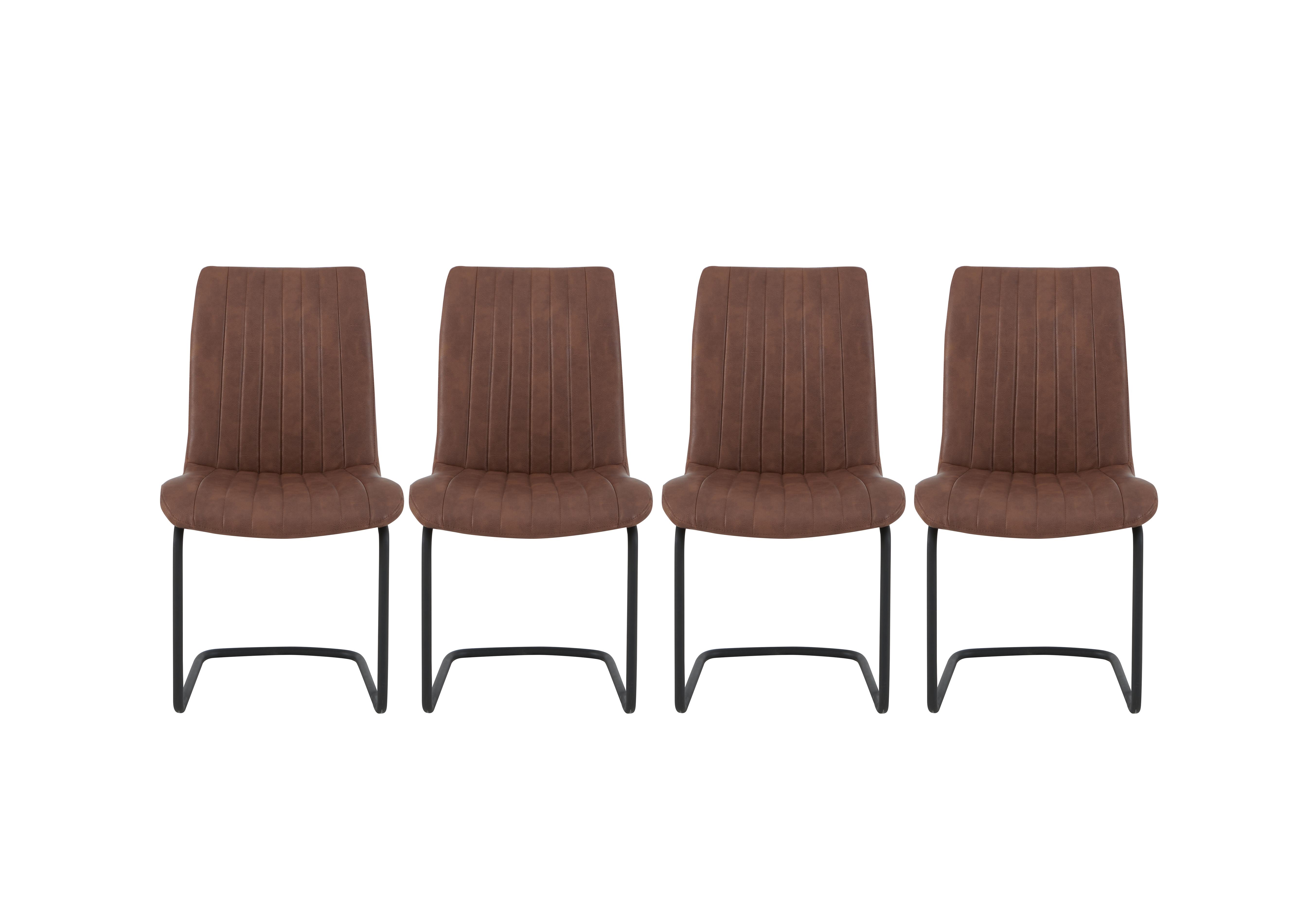 Terra Set of 4 Fixed Dining Chairs in Cognac on Furniture Village