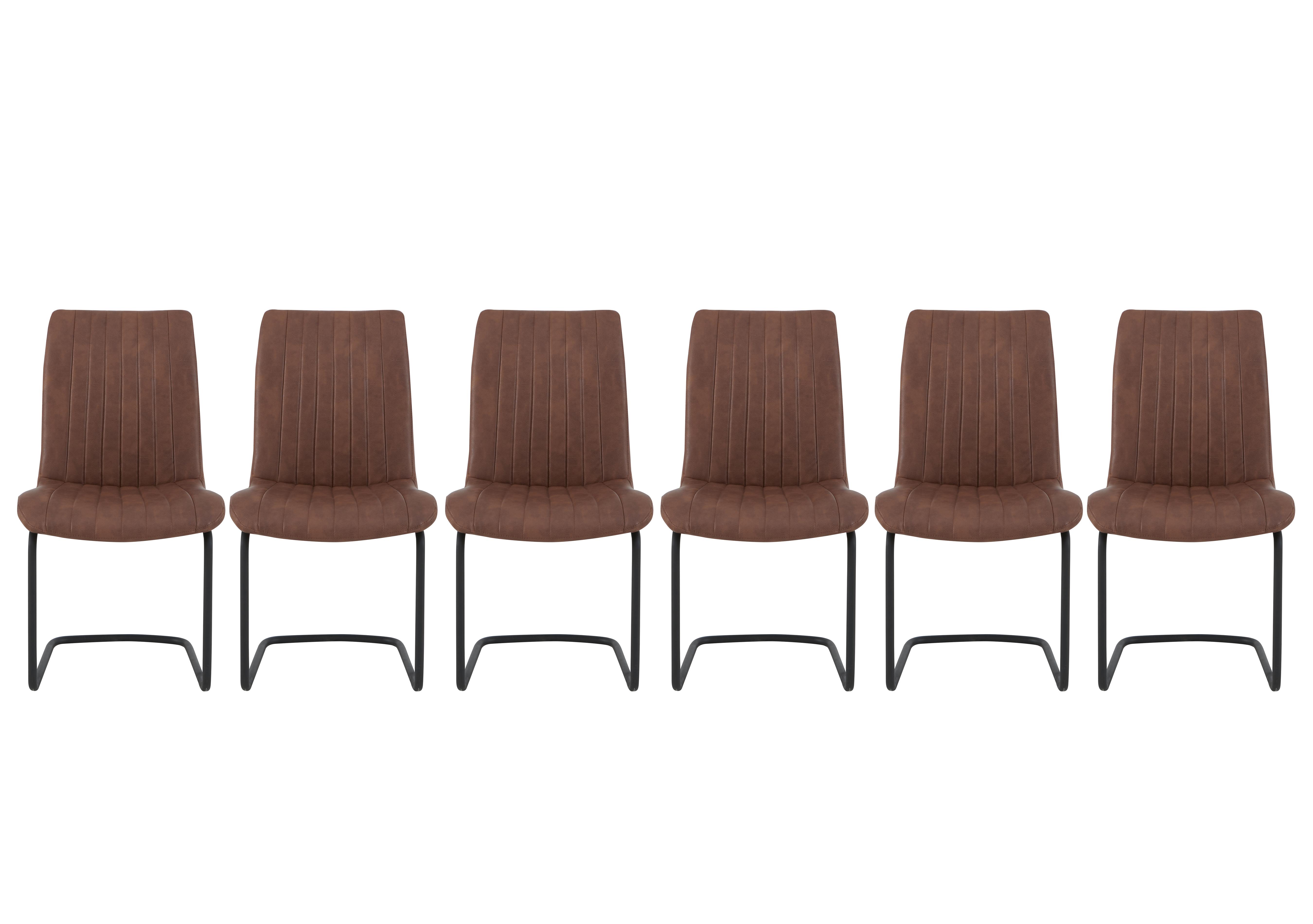 Terra Set of 6 Fixed Dining Chairs in Cognac on Furniture Village