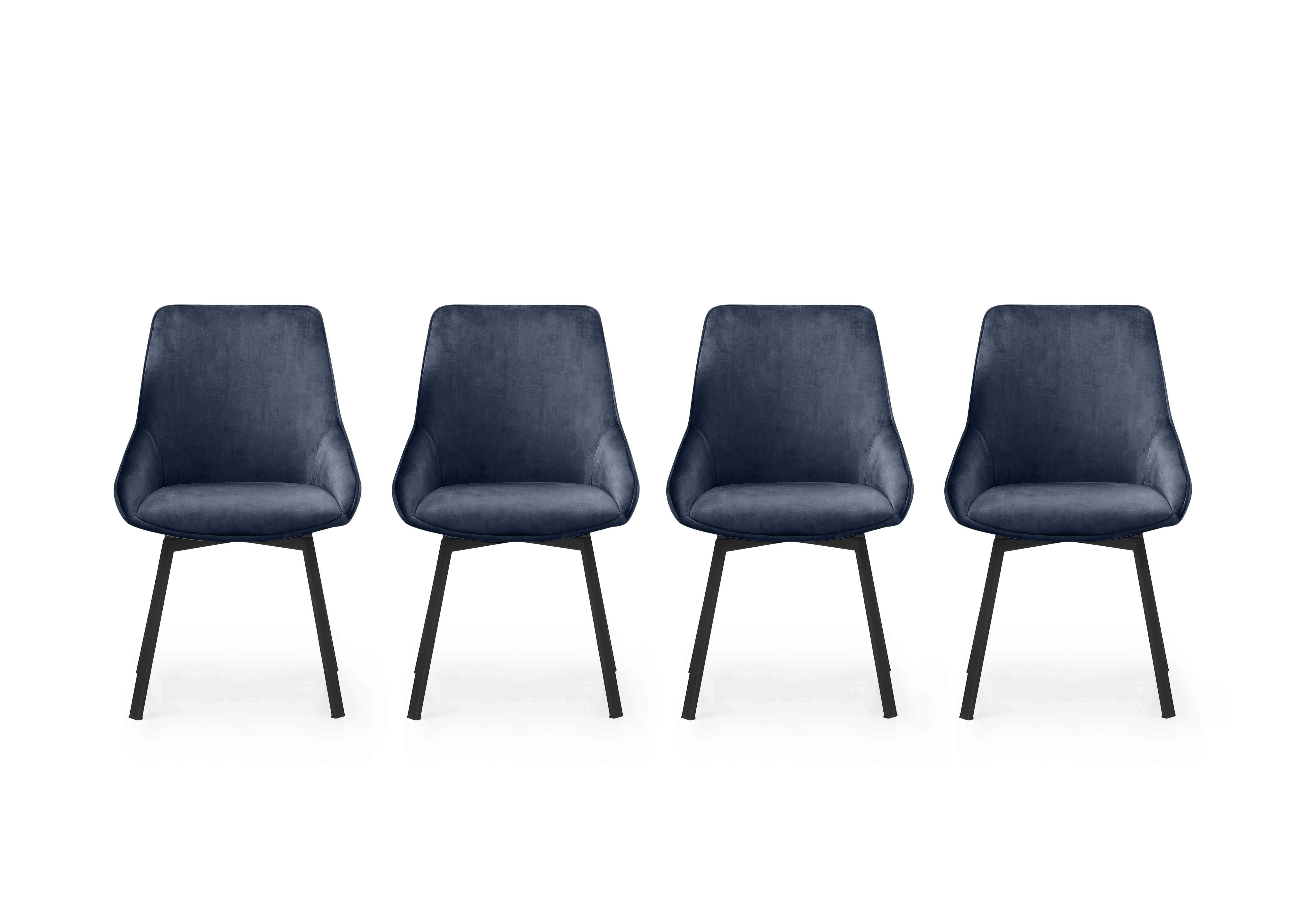 Veja Set of 4 Swivel Dining Chairs in Blue Heritage on Furniture Village