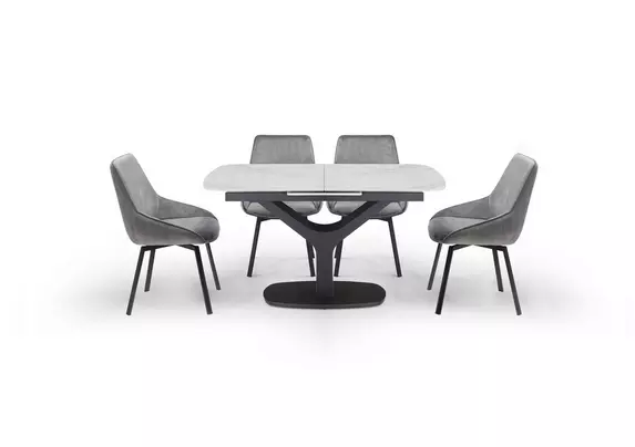 Veja Pop up Extending Dining Table with 4 Swivel Dining Chairs