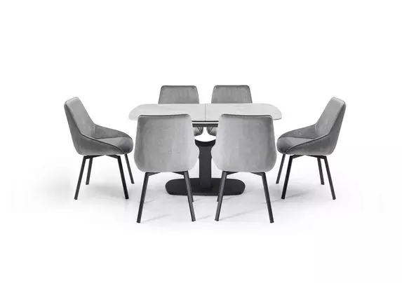 Veja Pop up Extending Dining Table with 6 Swivel Dining Chairs Furniture Village
