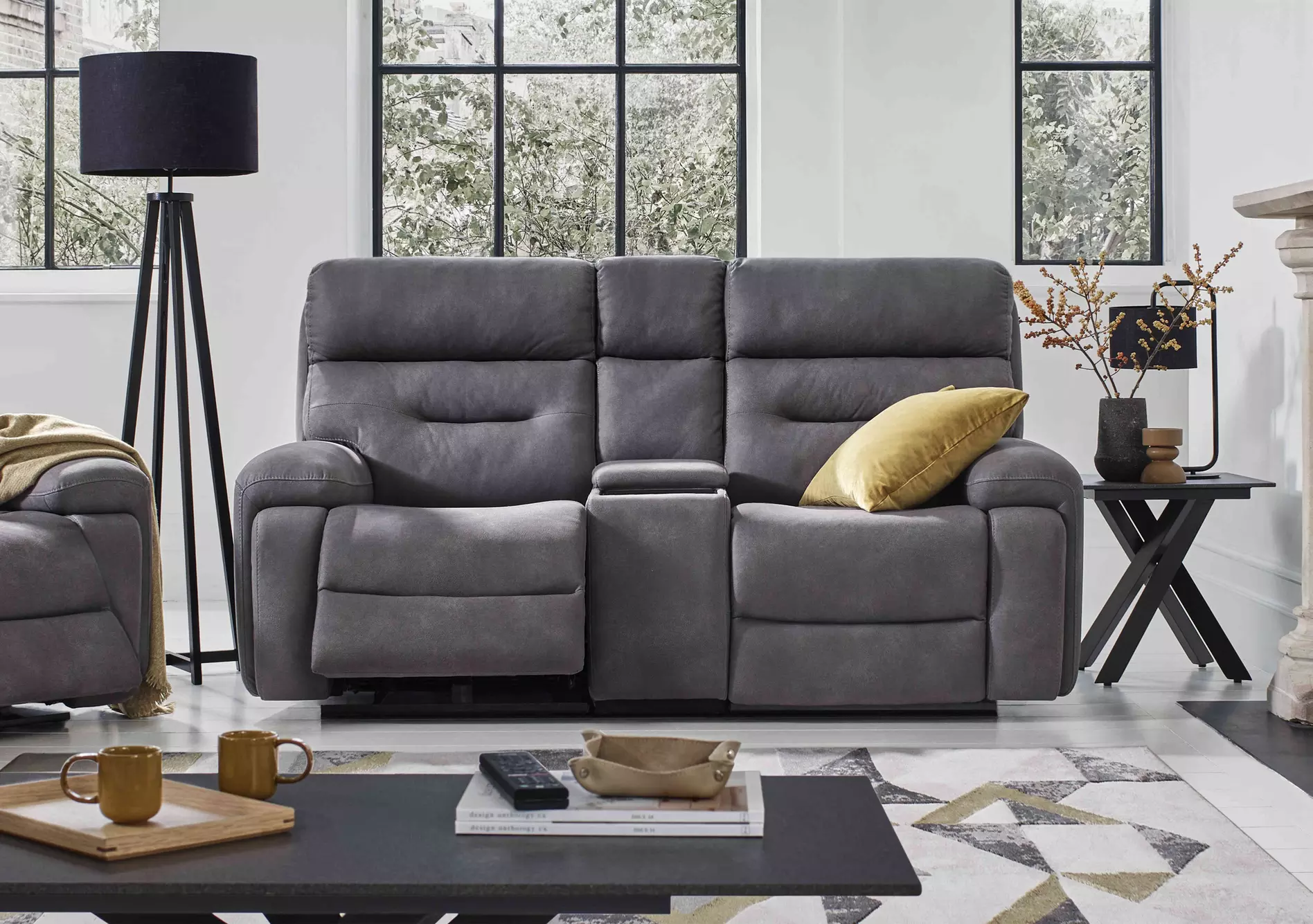 Cinemax Media 2 Seater Fabric Power Recliner Sofa with Power Headrests