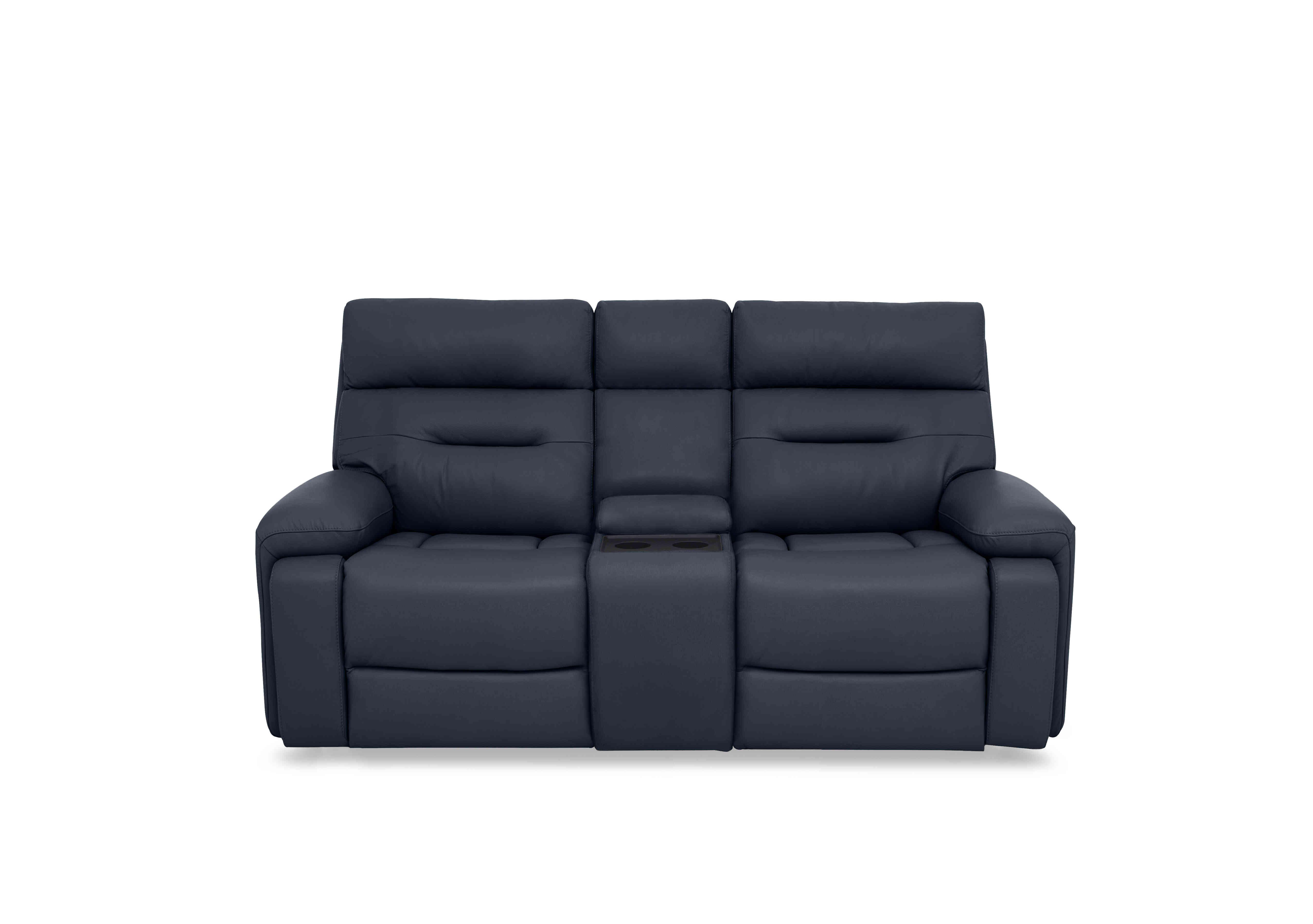 Cinemax Media 2 Seater Leather Power Recliner Sofa with Power Headrests in La-4828 Natural Milled Navy on Furniture Village