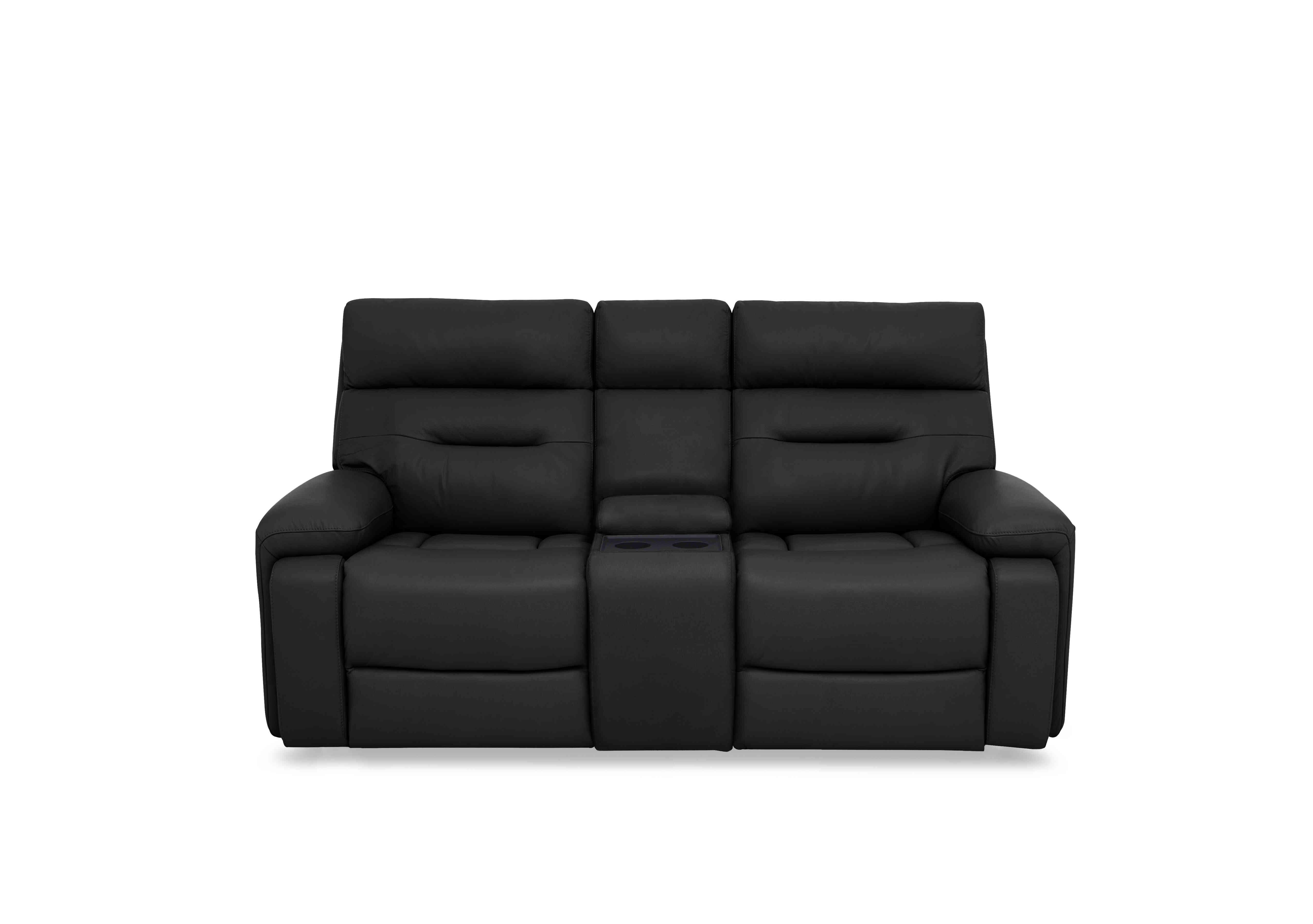 Cinemax Media 2 Seater Leather Power Recliner Sofa with Power Headrests in La4820 Natural Black Mica on Furniture Village