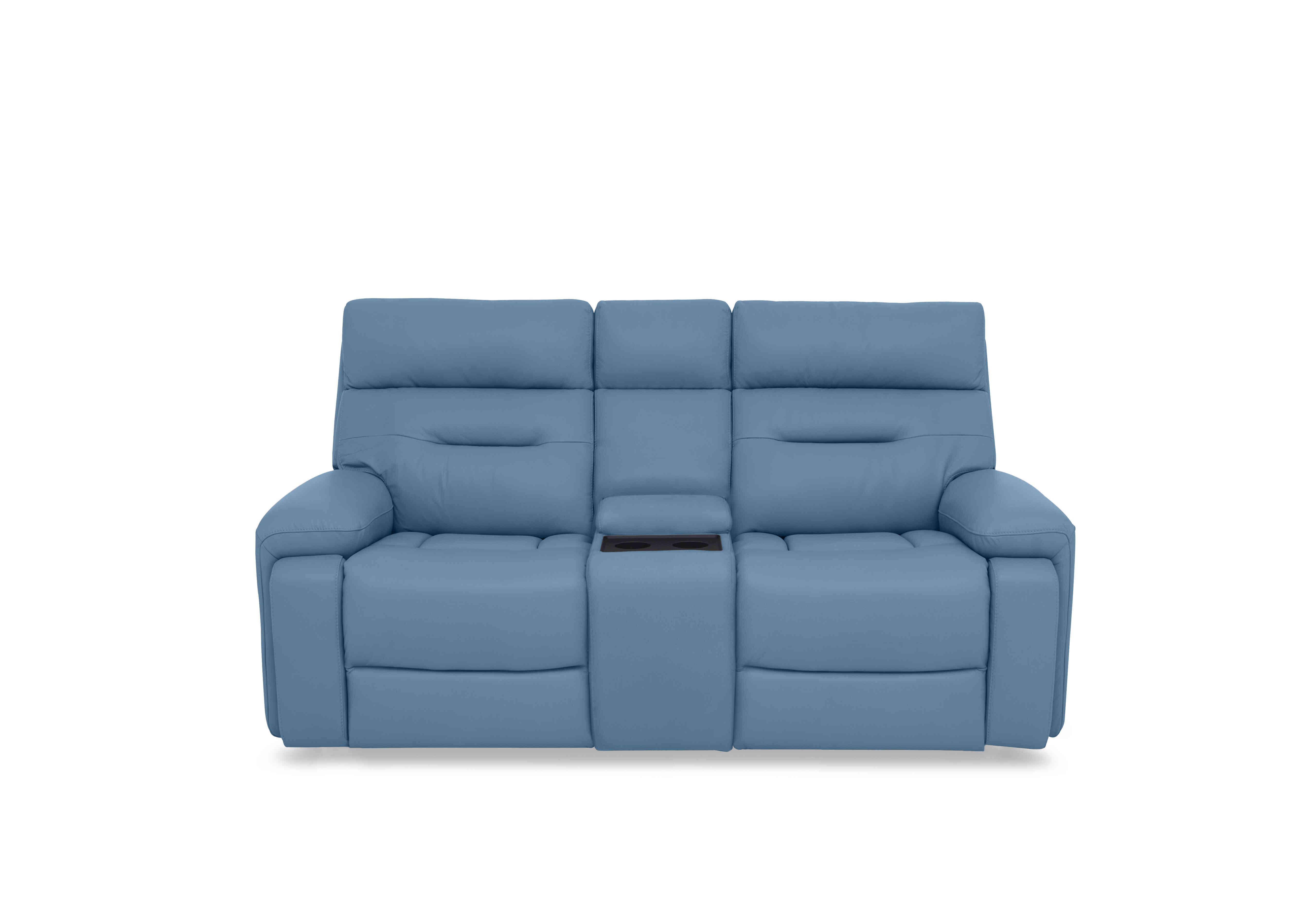 Cinemax Media 2 Seater Leather Power Recliner Sofa with Power Headrests in Le-9312 Blu on Furniture Village