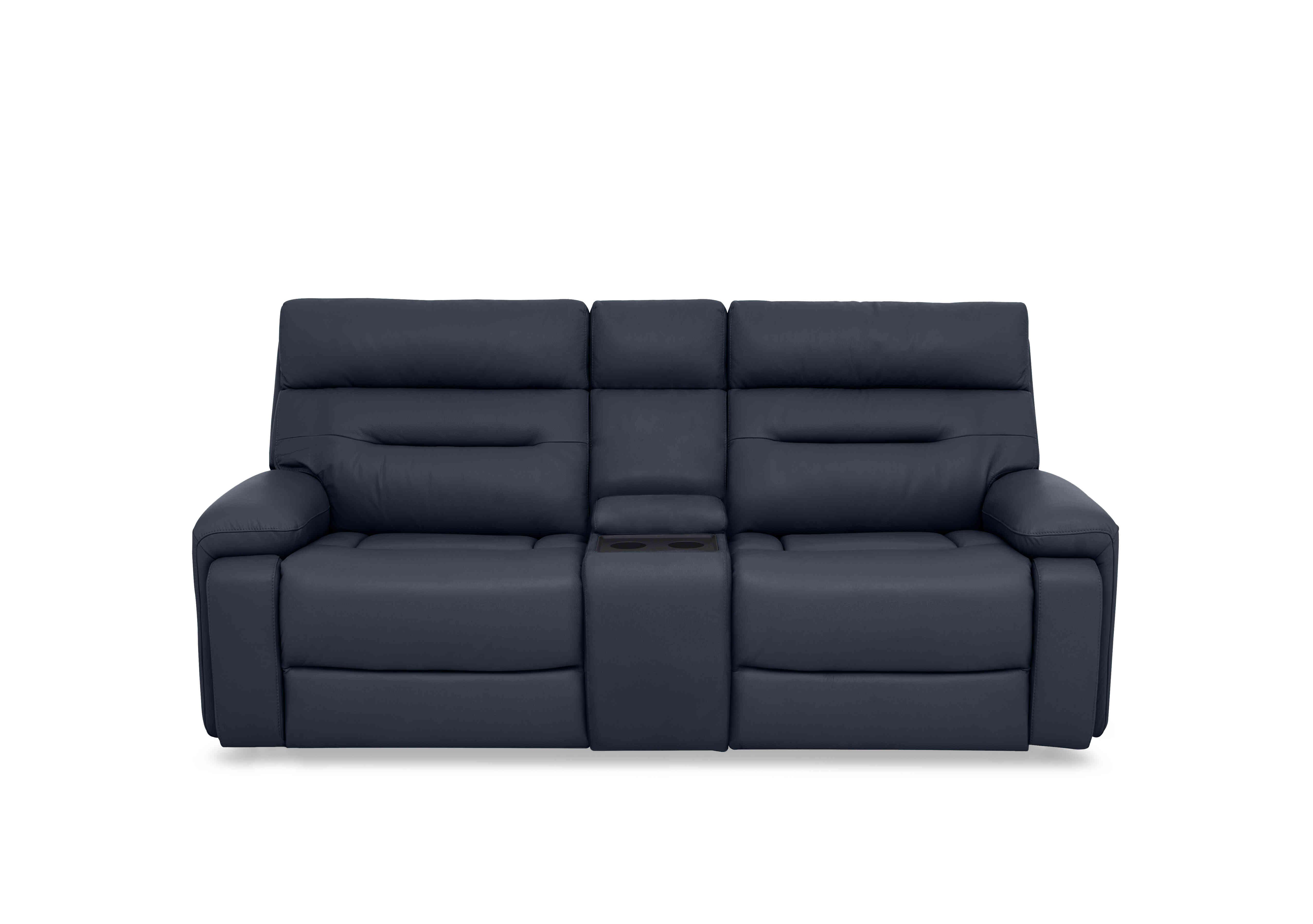 Cinemax Media 3 Seater Leather Power Recliner Sofa with Power Headrests in La-4828 Natural Milled Navy on Furniture Village