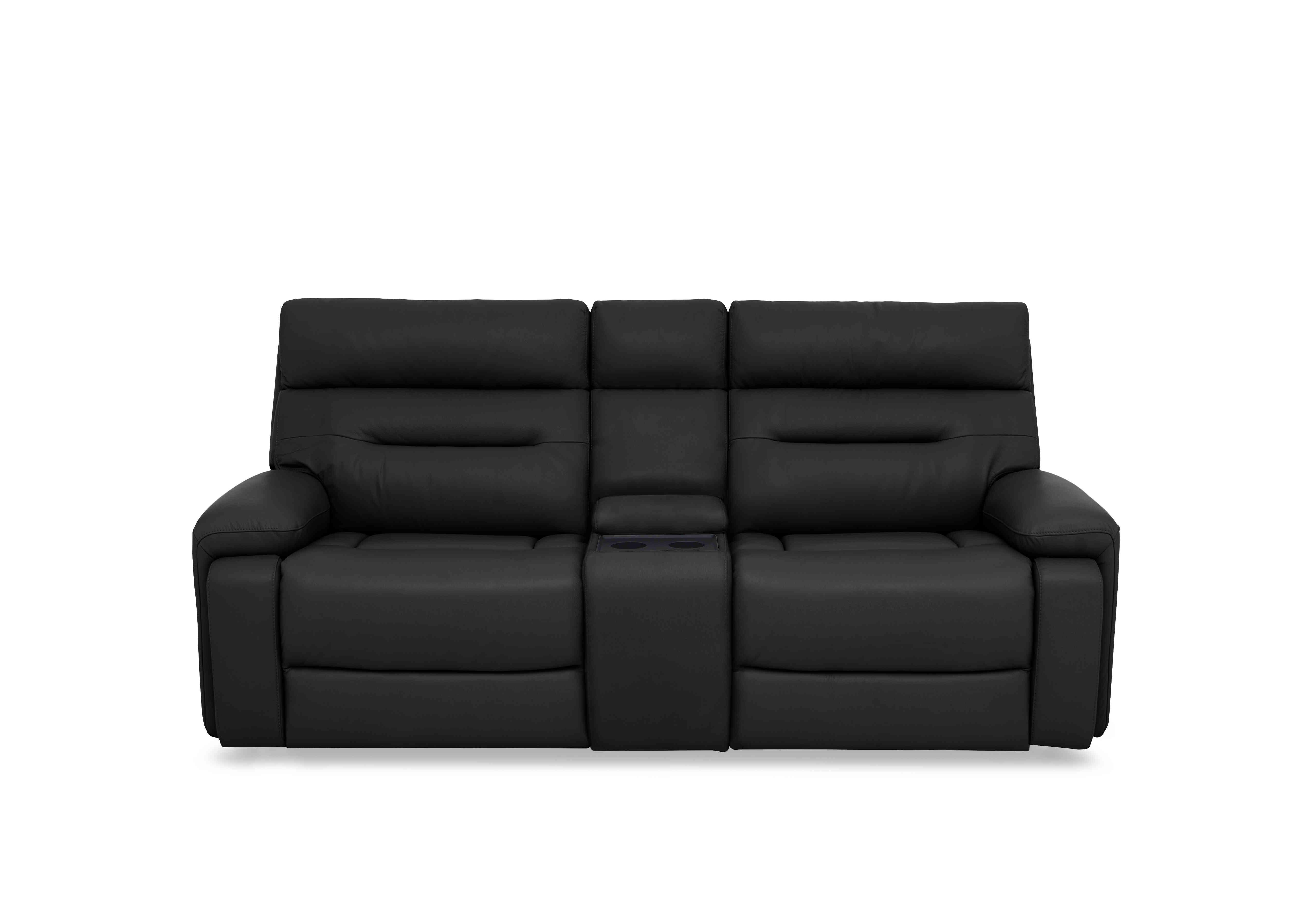 Cinemax Media 3 Seater Leather Power Recliner Sofa with Power Headrests in La4820 Natural Black Mica on Furniture Village