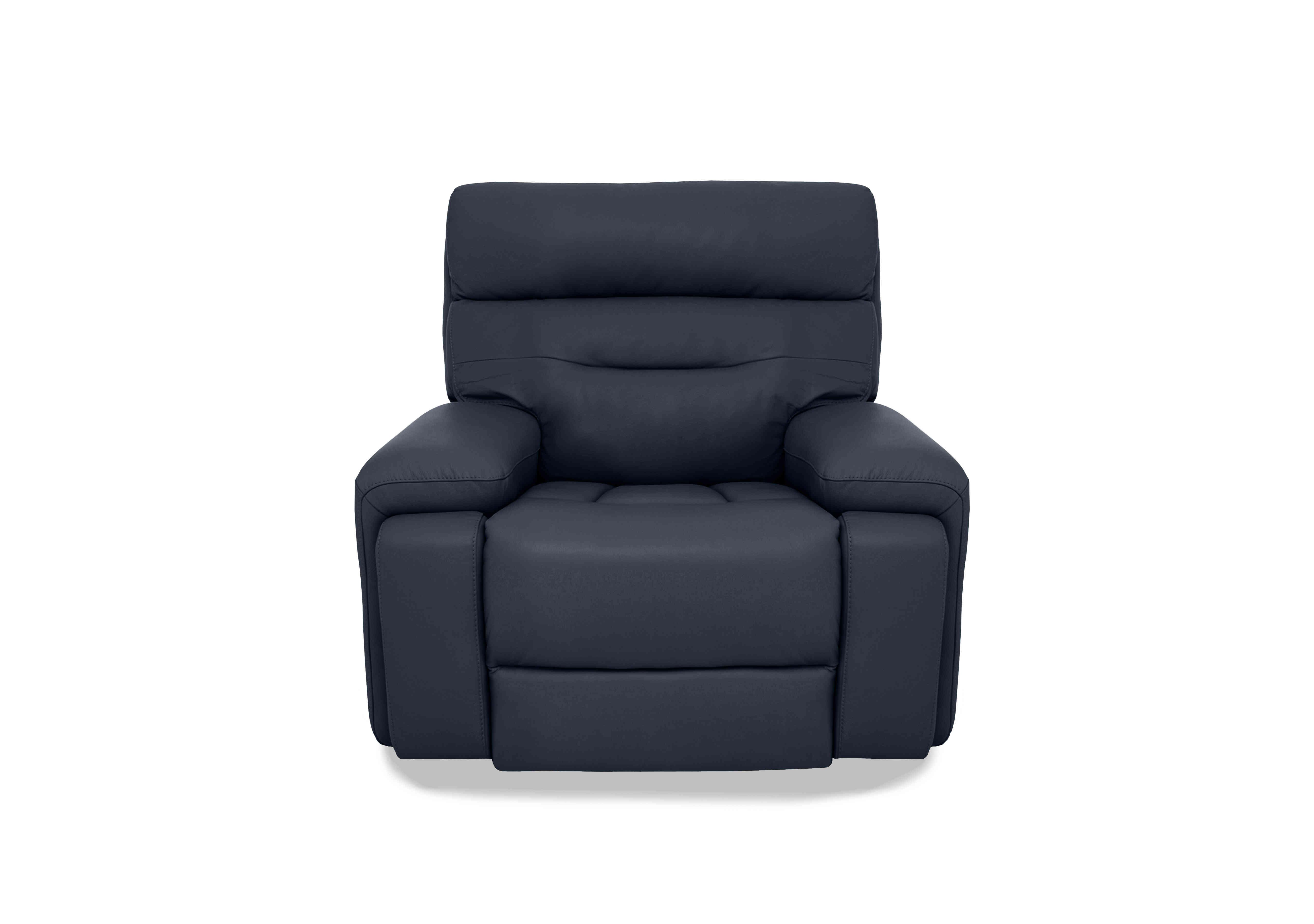Cinemax Media Leather Power Recliner Chair with Power Headrest in La-4828 Natural Milled Navy on Furniture Village