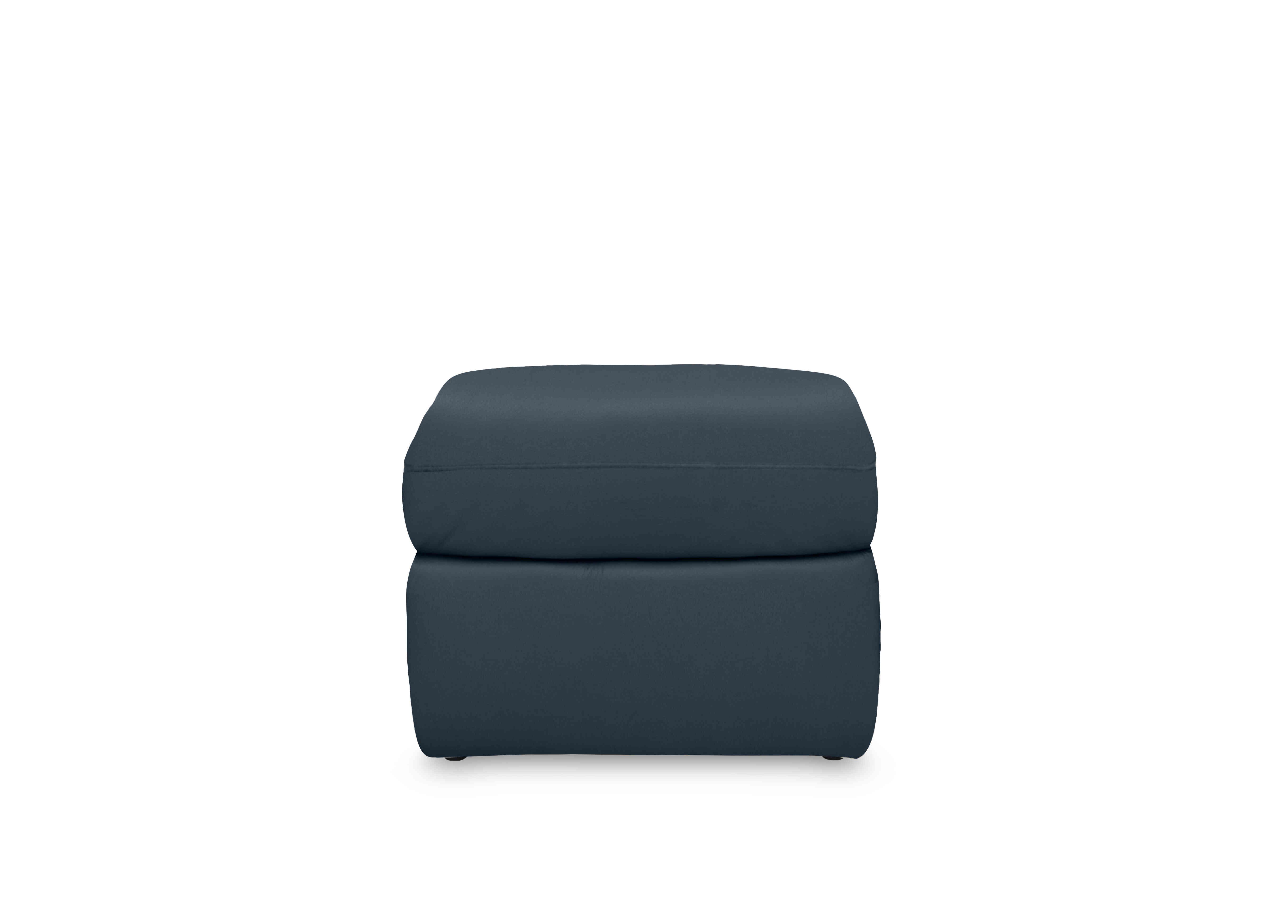 Cinemax Leather Storage Footstool in La-4828 Natural Milled Navy on Furniture Village