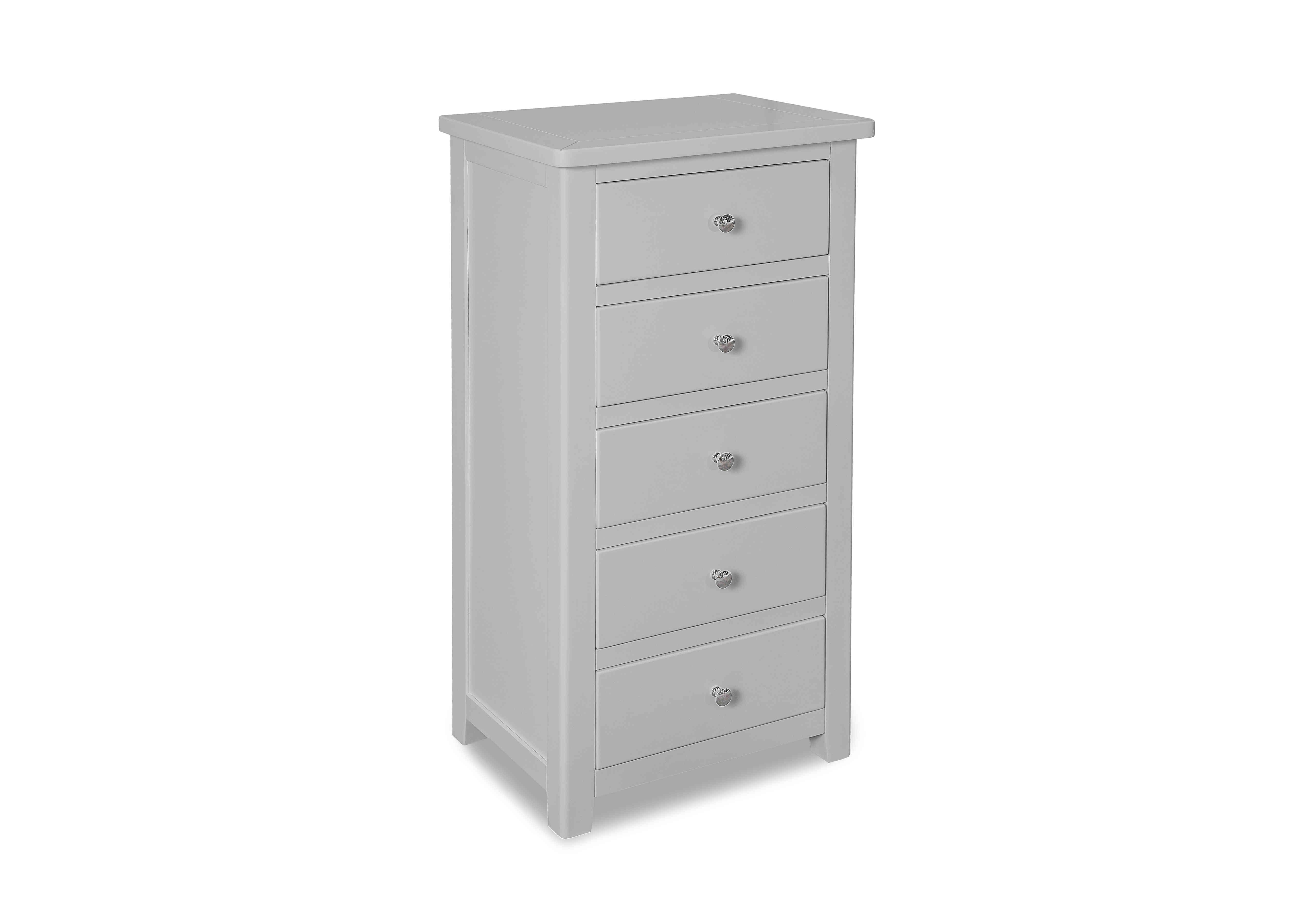 Grace 5 Drawer Narrow Chest in Grey on Furniture Village