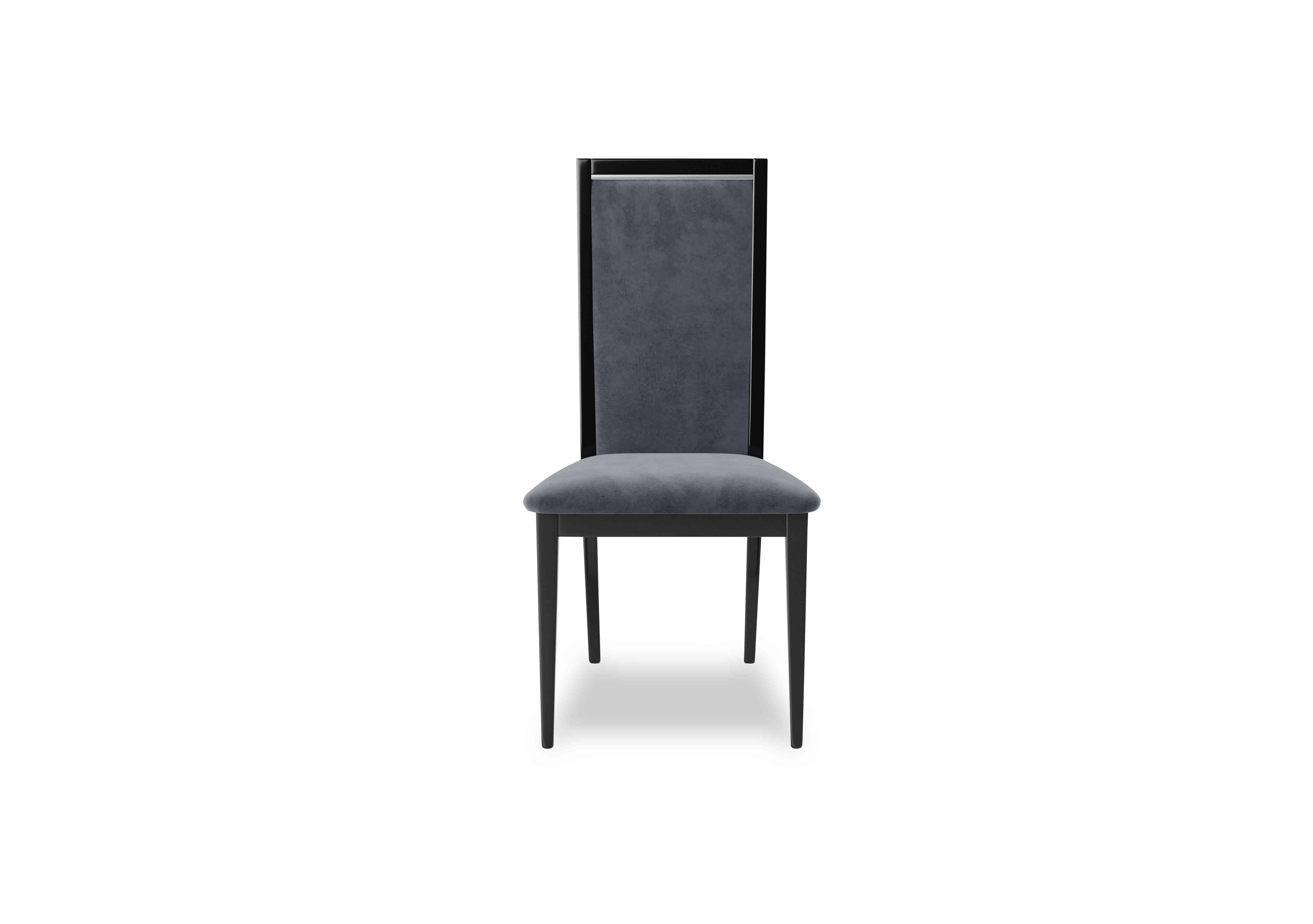 Vita Wooden Dining Chair with Plain Upholstered Back in Miraglio 617 Charcoal on Furniture Village