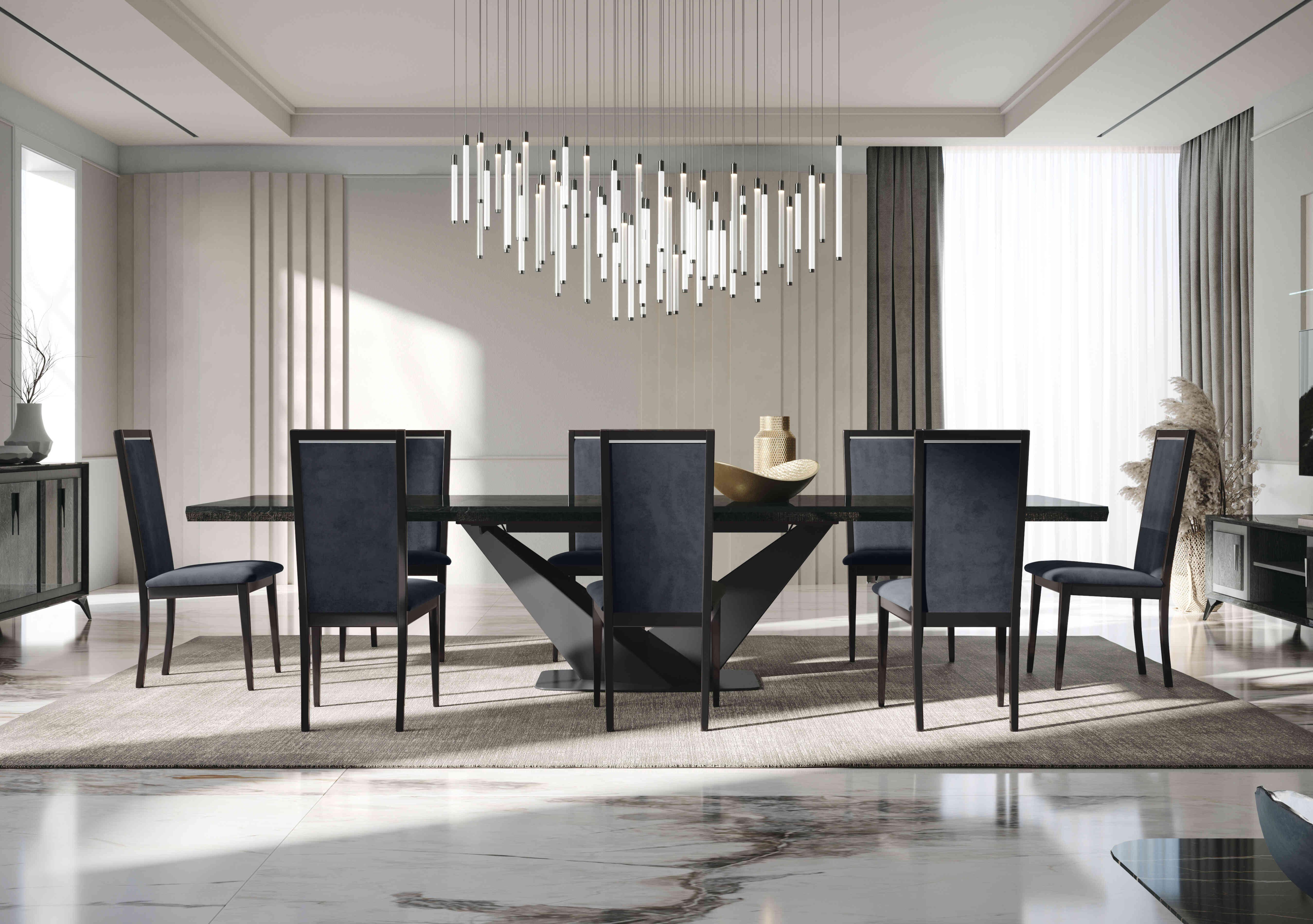 Vita Extending Dining Table and 8 Wooden Dining Chairs with Plain Upholstered Backs in  on Furniture Village