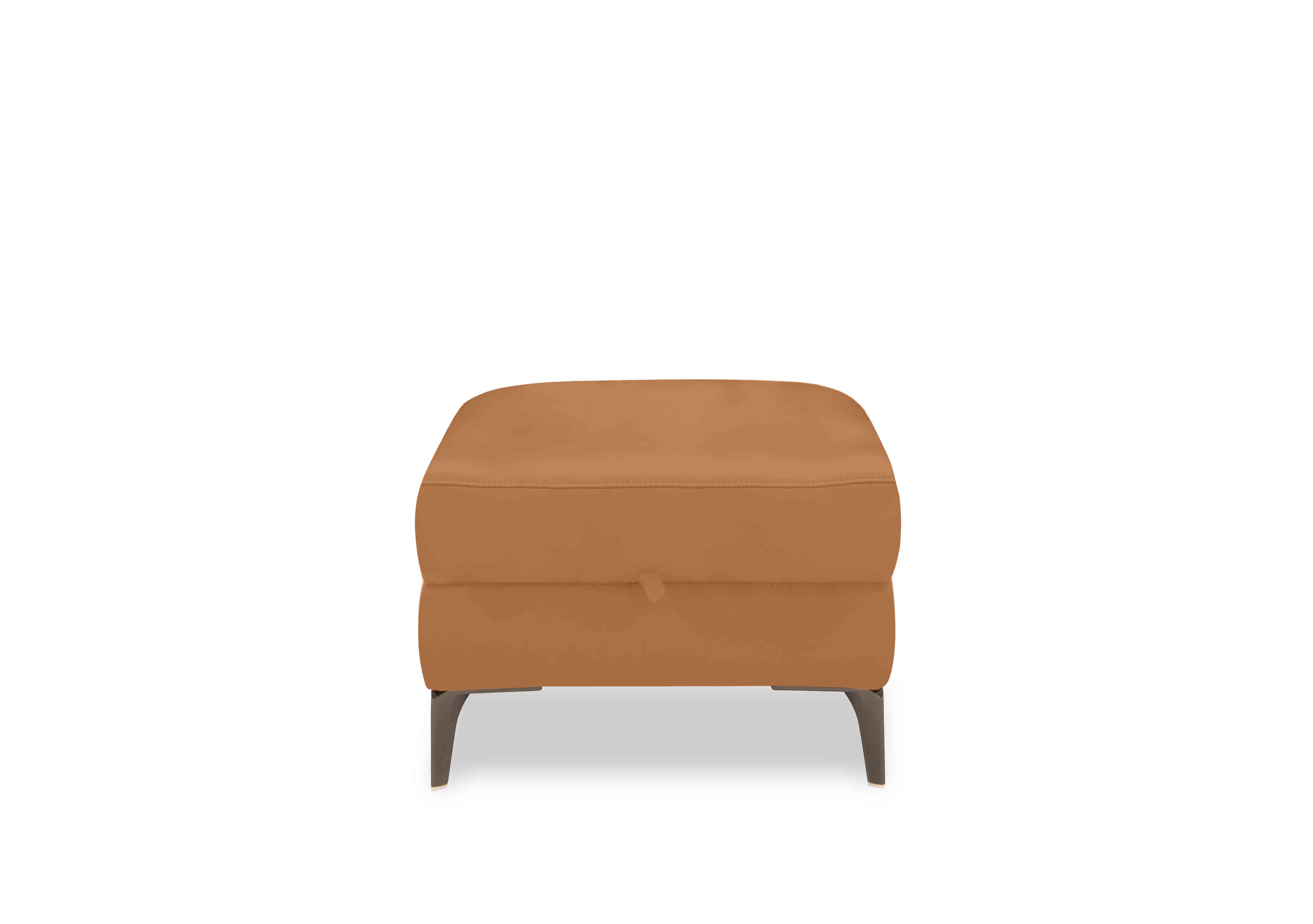 New York Leather Storage Footstool in Bv-335e Honey Yellow on Furniture Village