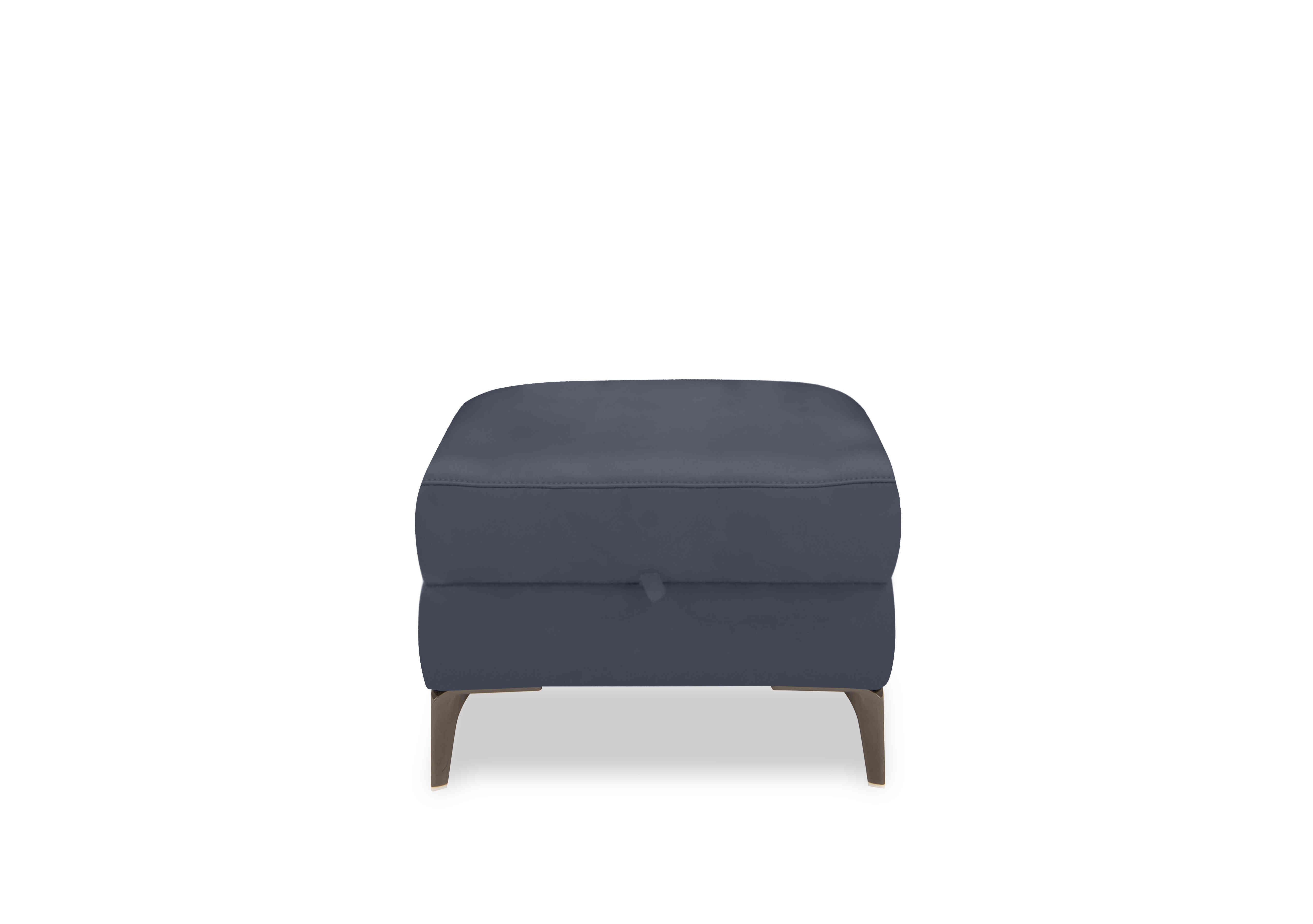 New York Leather Storage Footstool in Hw-313e Ocean Blue on Furniture Village