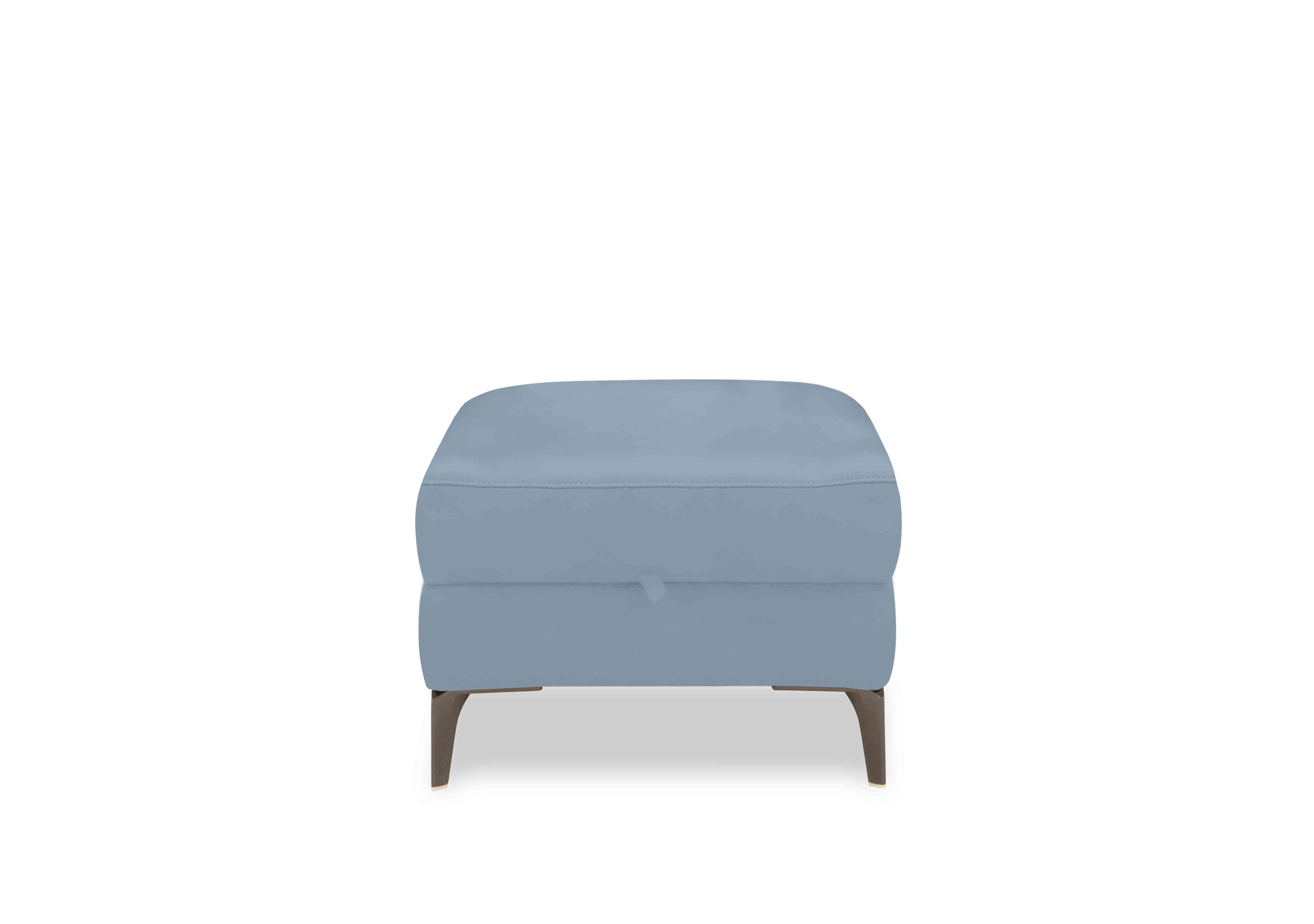 New York Leather Storage Footstool in Nc-026e Pearl Blue on Furniture Village