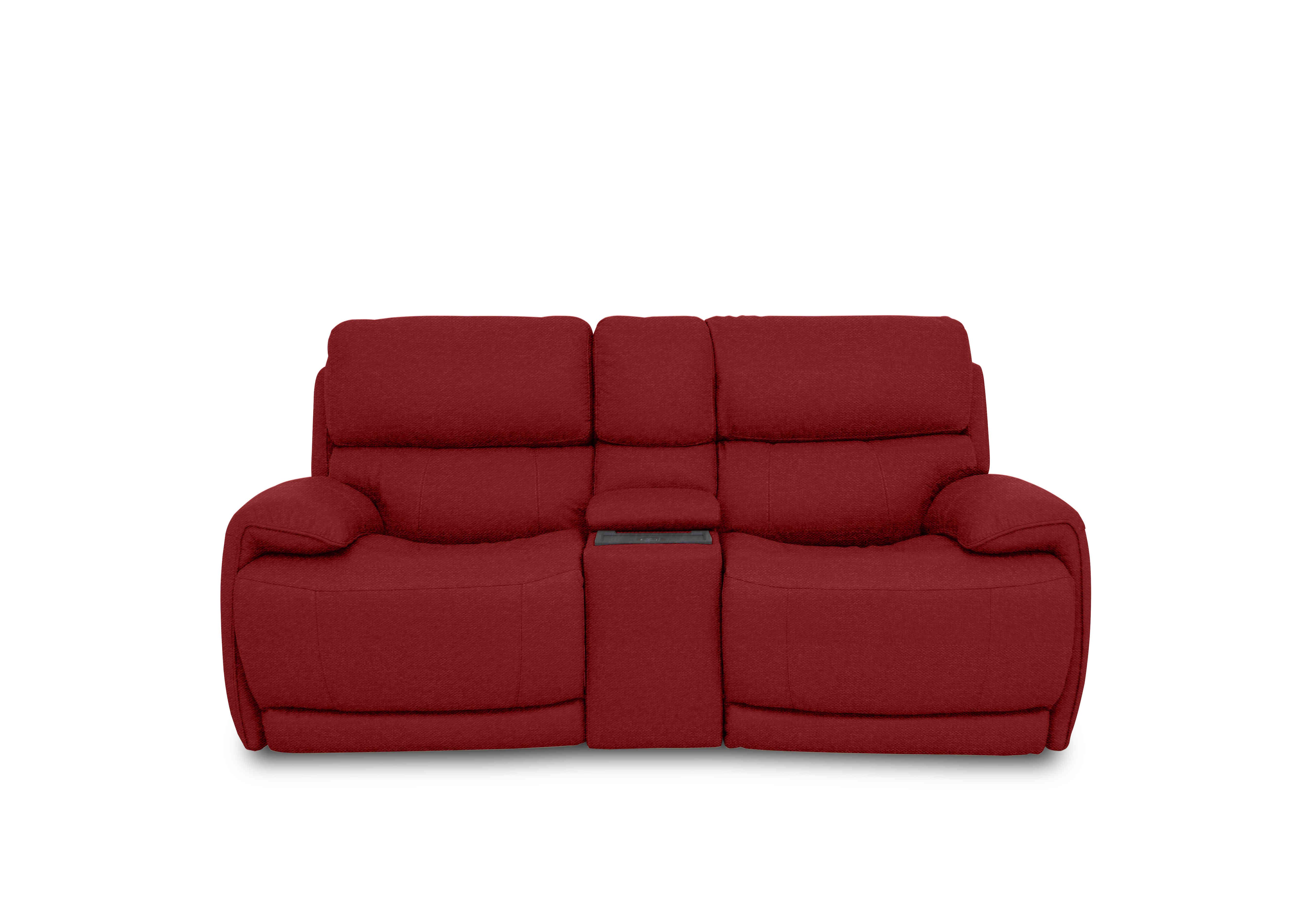 Rocco 2 Seater Fabric Power Rocker Sofa with Cup Holders and Power Headrests in Fab-Blt-R29 Red on Furniture Village