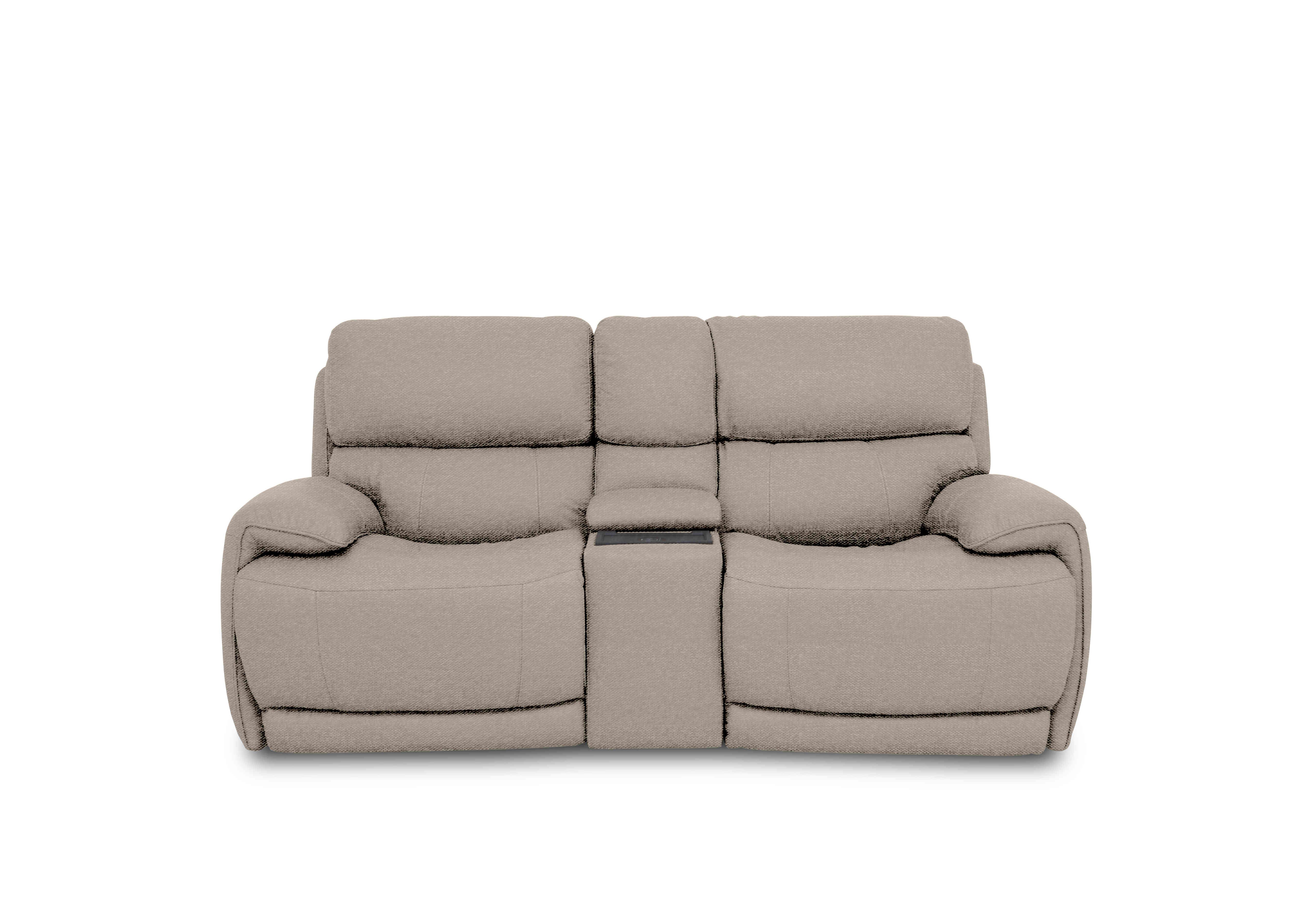 Rocco 2 Seater Fabric Power Rocker Sofa with Cup Holders and Power Headrests in Fab-Ska-R28 Beige on Furniture Village