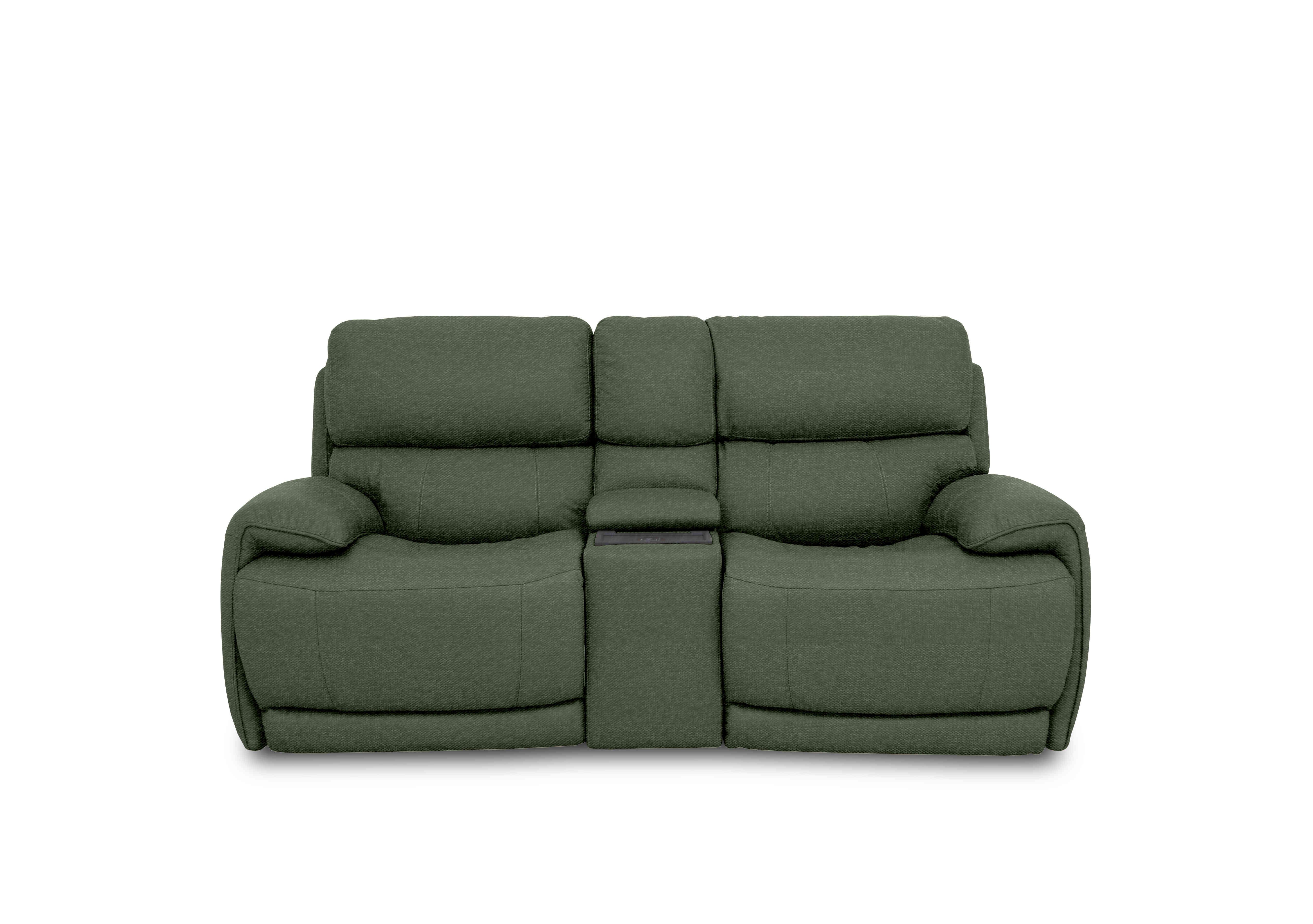 Rocco 2 Seater Fabric Power Rocker Sofa with Cup Holders and Power Headrests in Fab-Ska-R48 Moss Green on Furniture Village